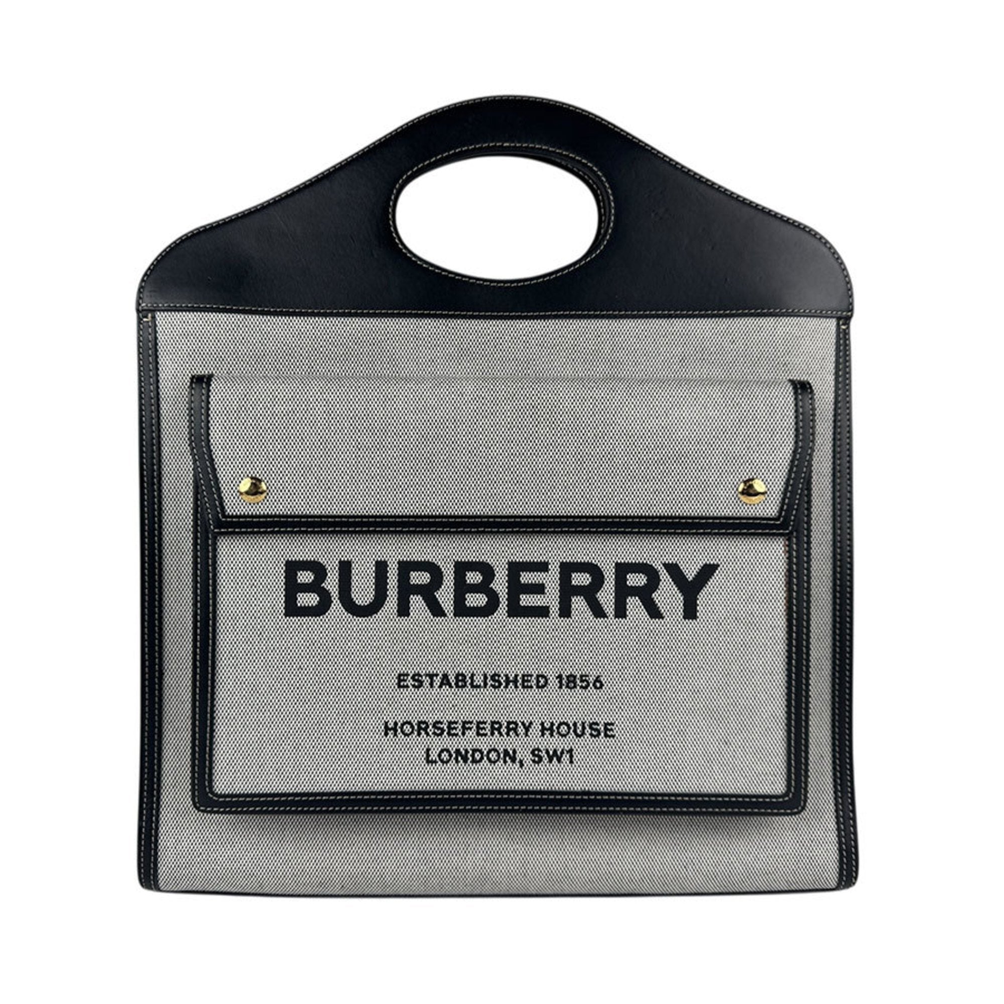 Burberry Canvas Leather Handbag Shoulder Bag (Pre-Owned)