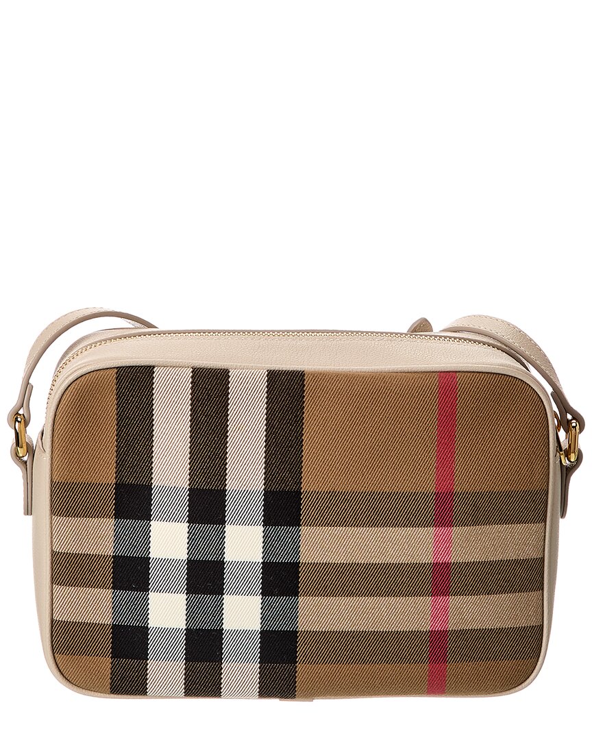 Burberry Check Canvas & Leather Shoulder Bag