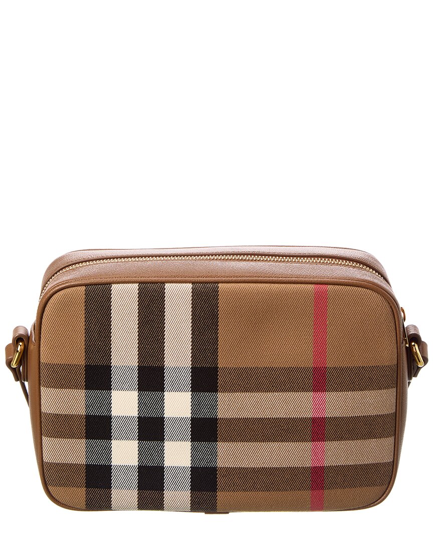 Burberry Check Canvas & Leather Camera Bag