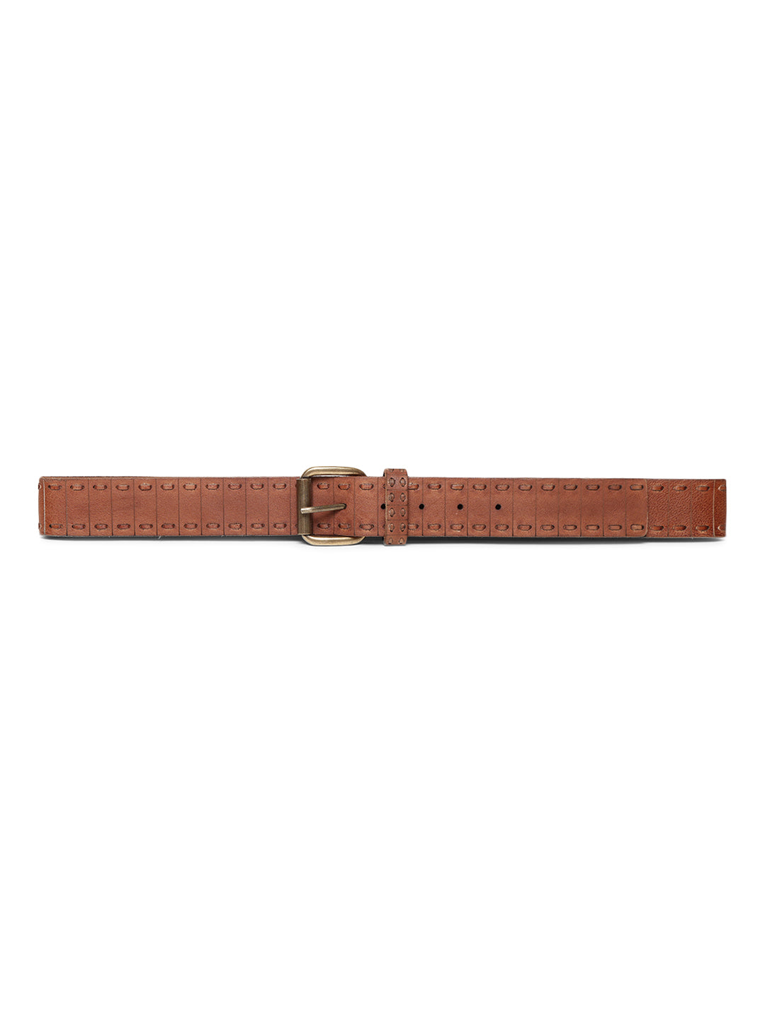 Brown Genuine Leather Interlinked Weaving Technique Belt By Art N Vintage