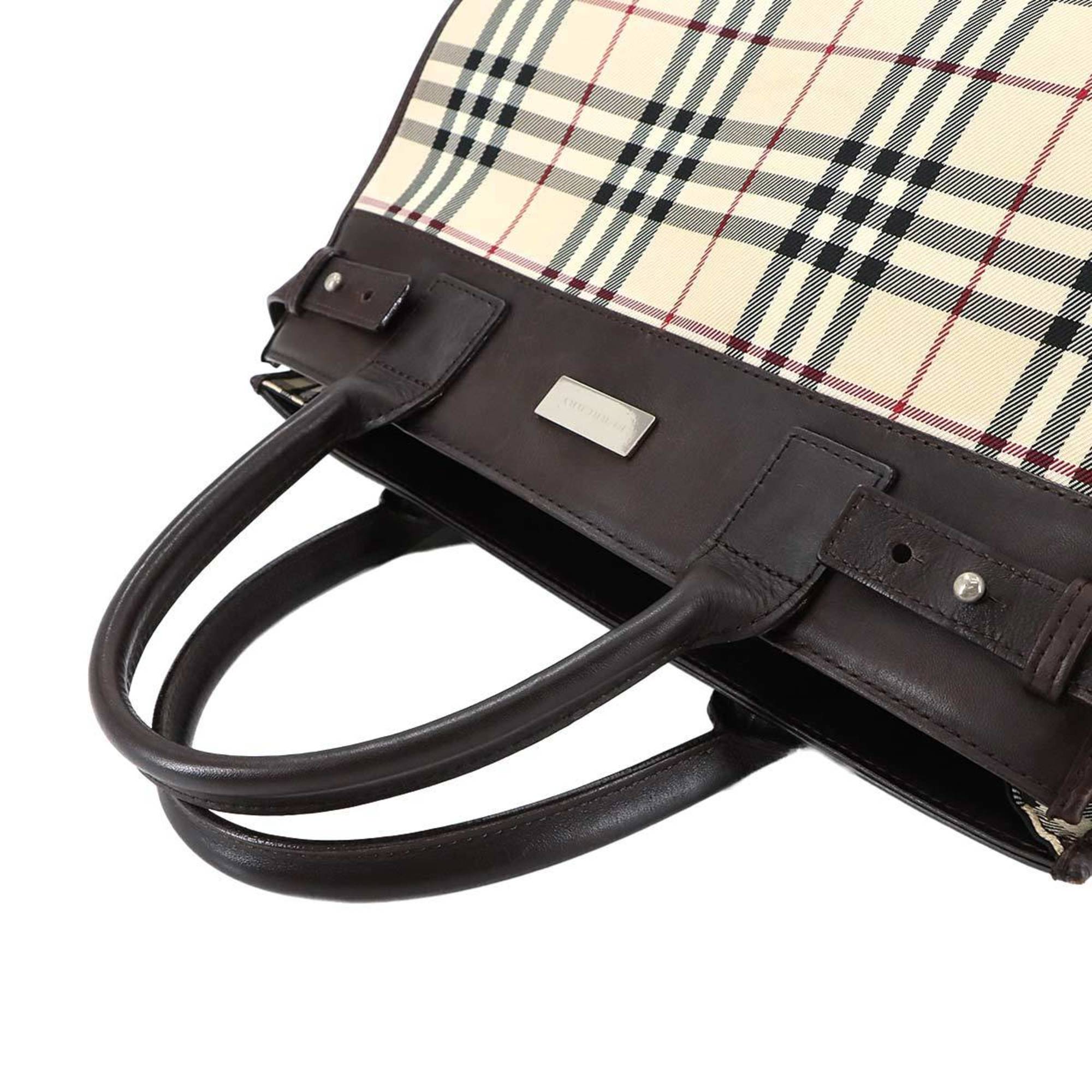 Burberry Canvas Leather Tote Bag (Pre-Owned)