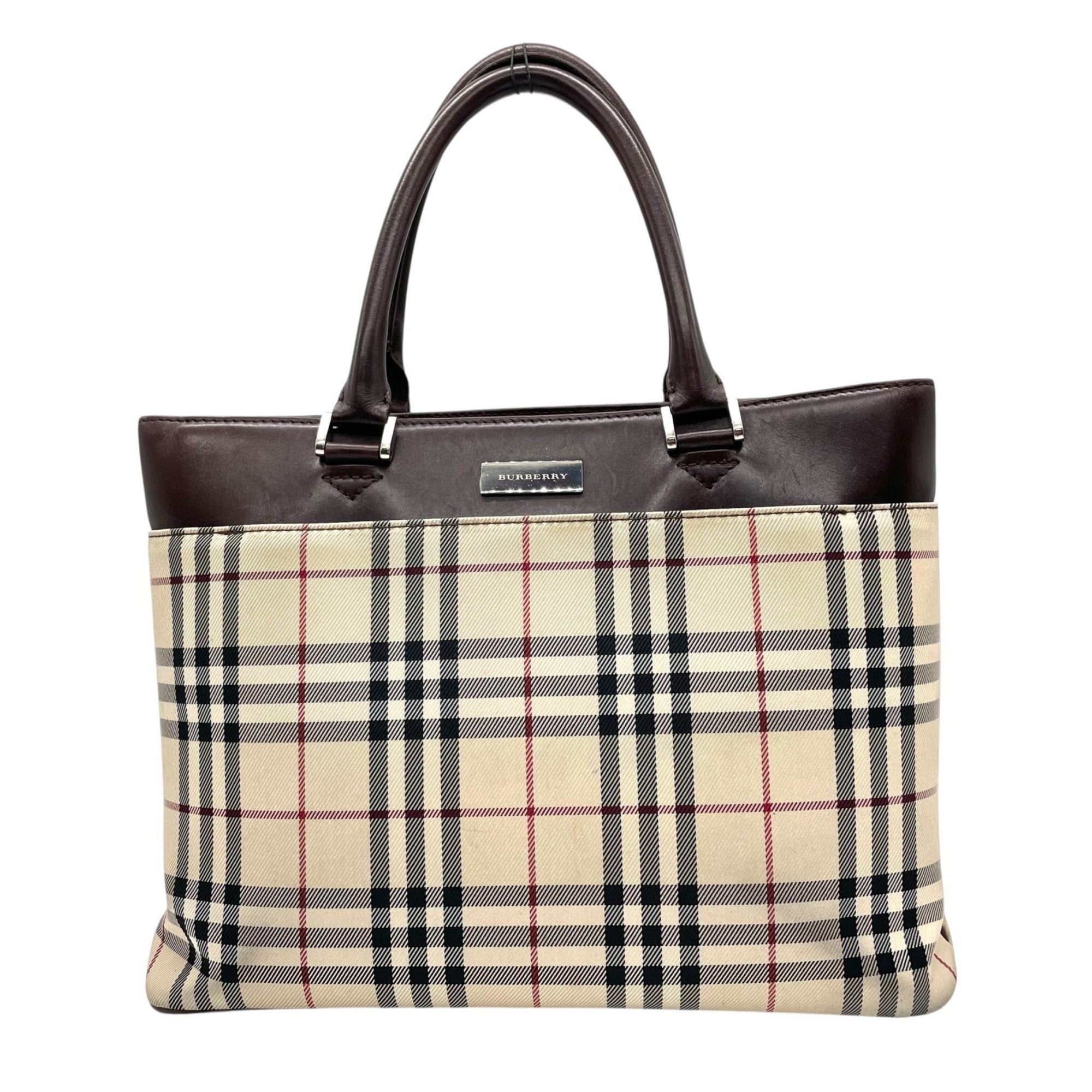 Burberry Canvas Leather Handbag Tote Bag (Pre-Owned)