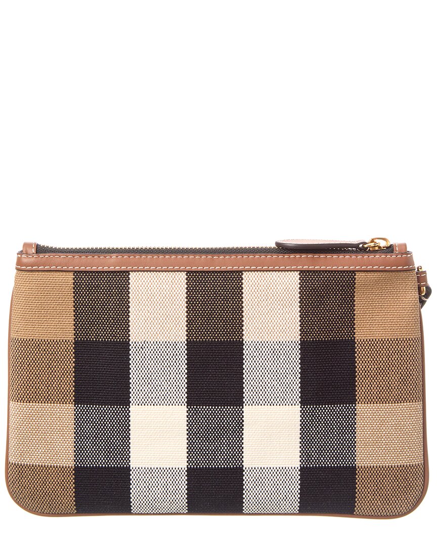 Burberry Check Canvas & Leather Pouch