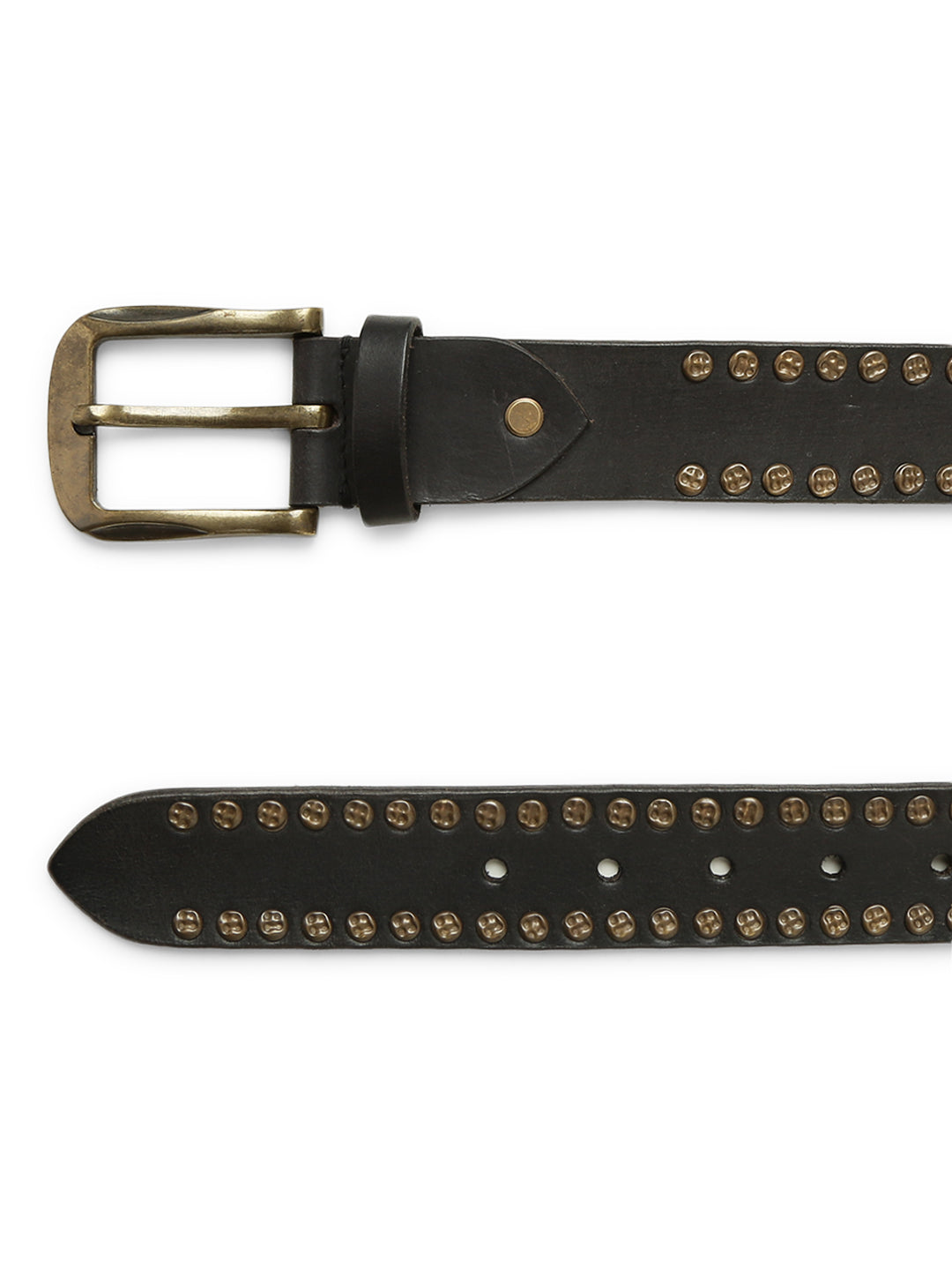 Rustic Rebel: Black Genuine Leather Studded Men's Belt - Stylish & Durable by Art N Vintage