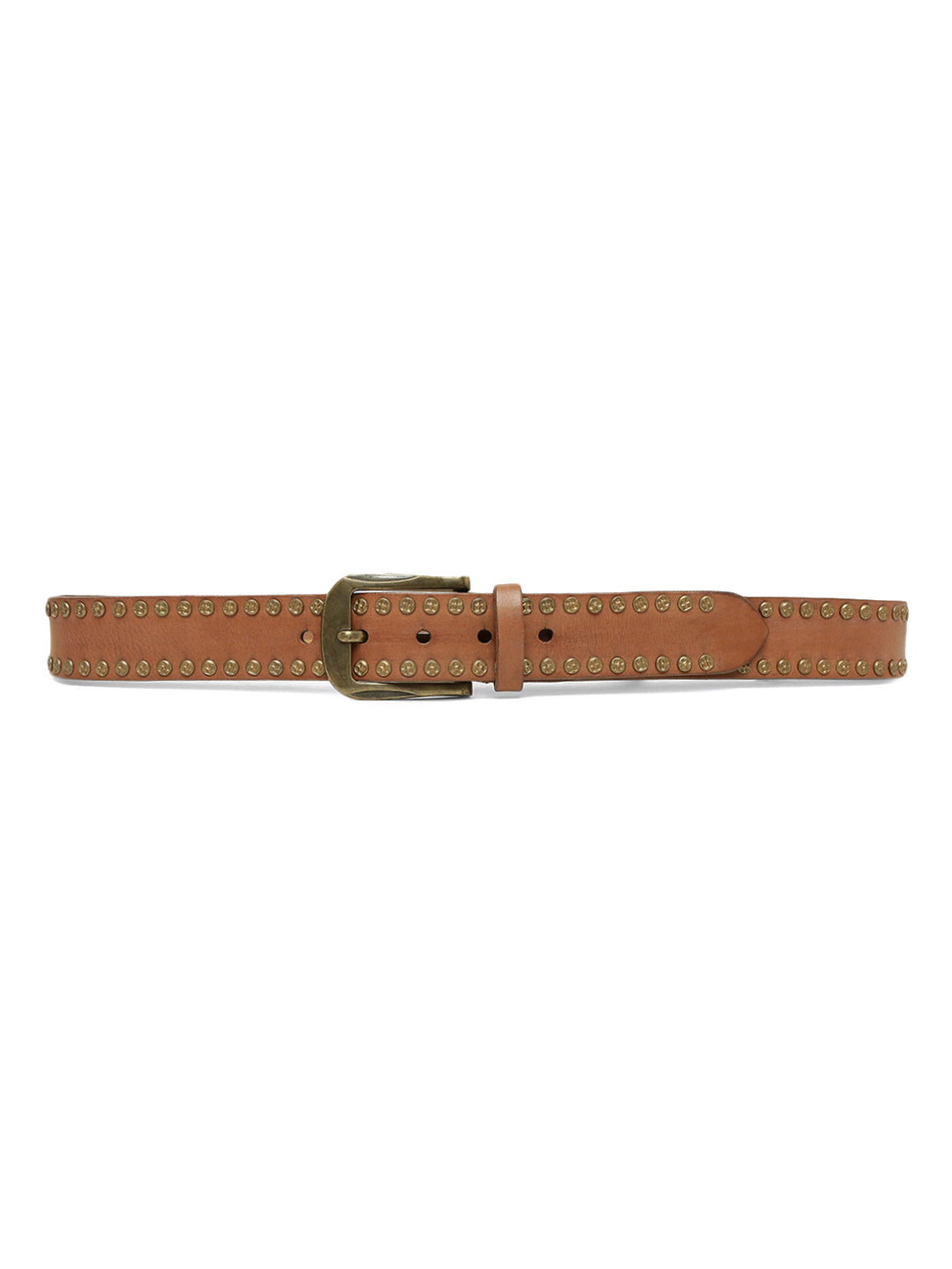 Rustic Rebel: Cognac Genuine Leather Studded Men's Belt - Stylish & Durable by Art N Vintage