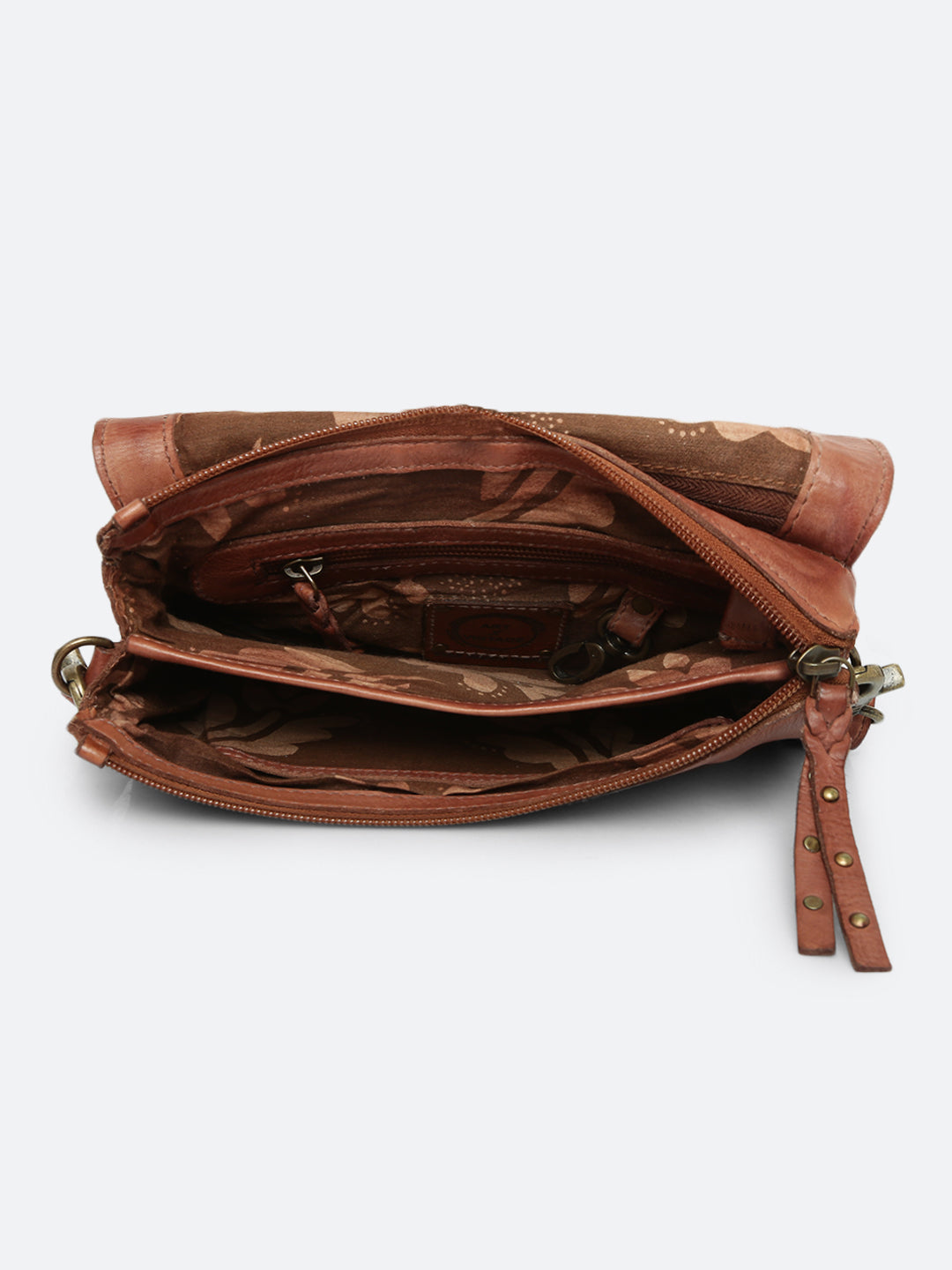 Teresa: Oak Leather Floral Laser Etched Crossbody Bag