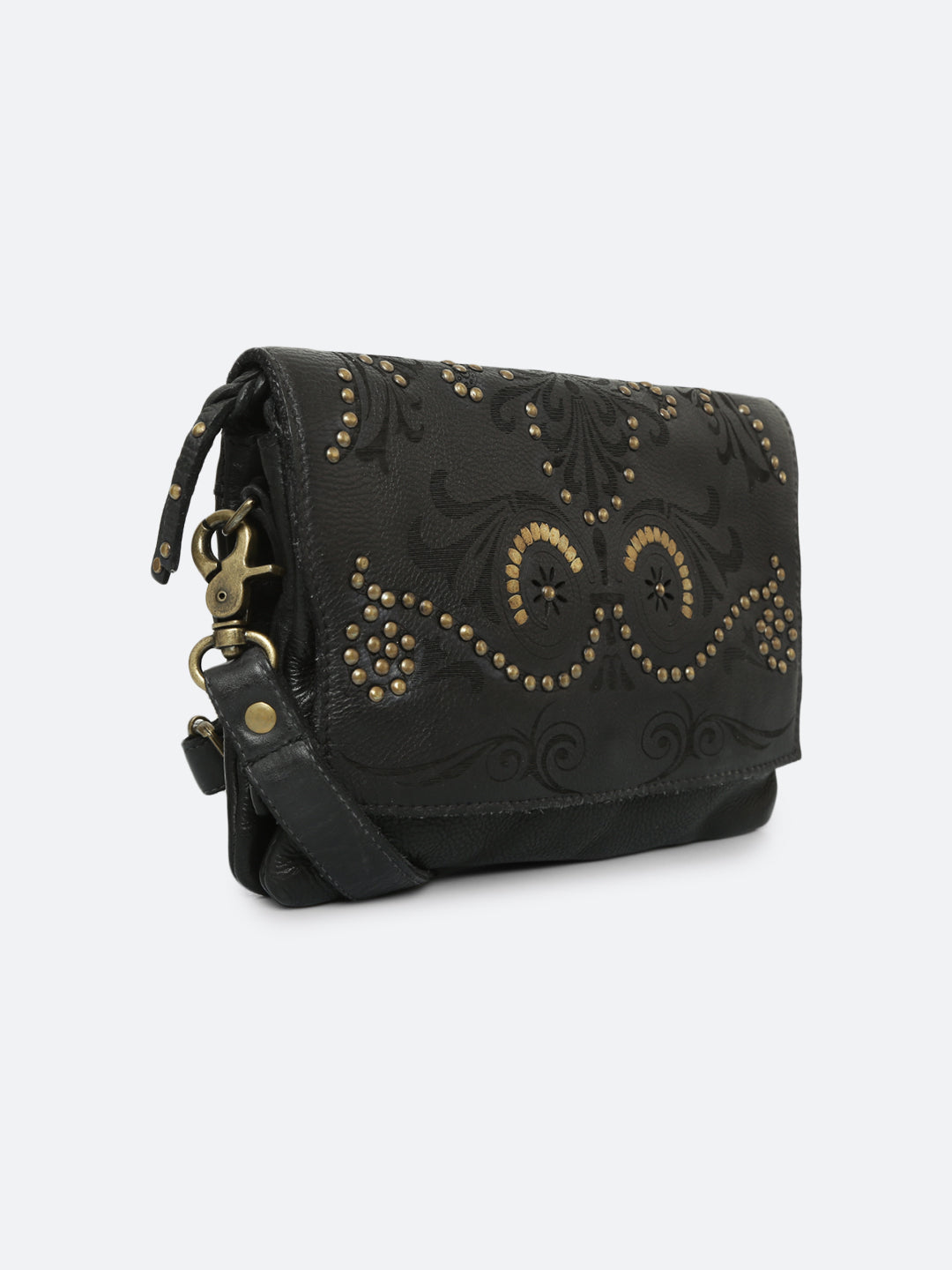 Teresa: Oak Leather Floral Laser Etched Crossbody Bag