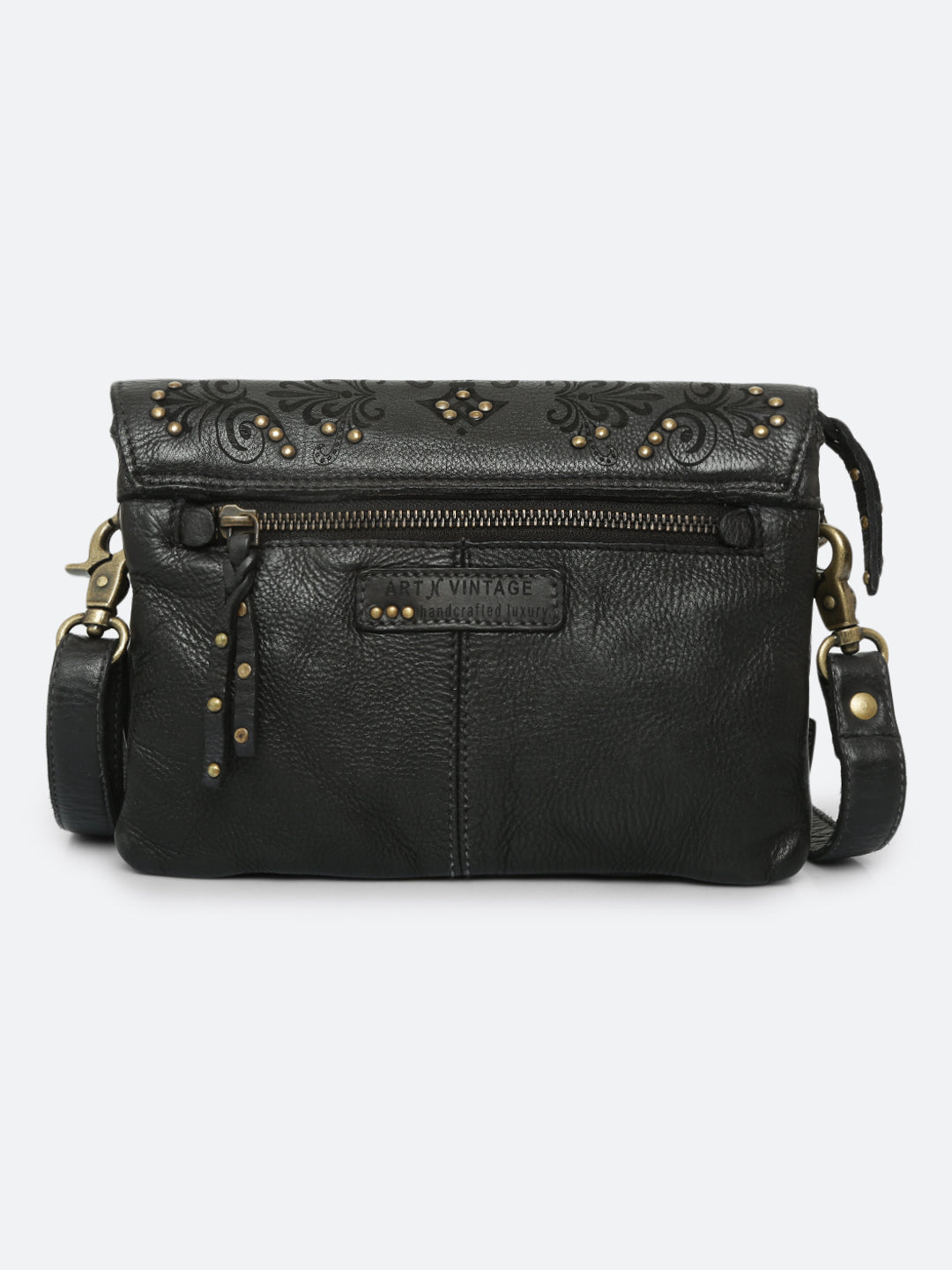 Teresa: Oak Leather Floral Laser Etched Crossbody Bag