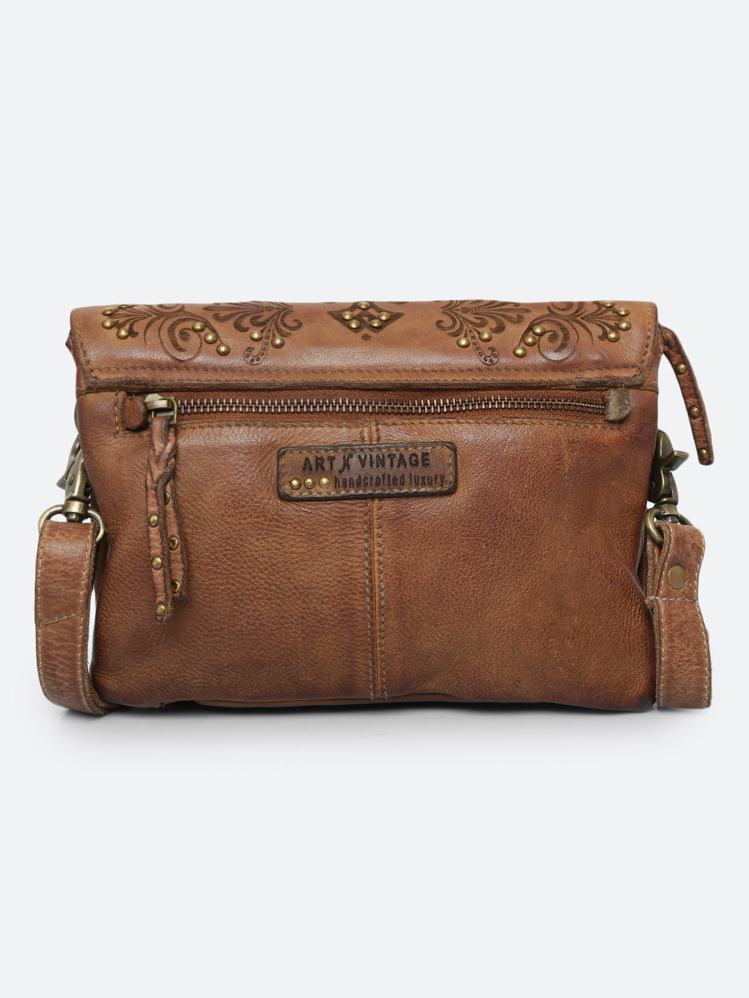 Teresa: Oak Leather Floral Laser Etched Crossbody Bag