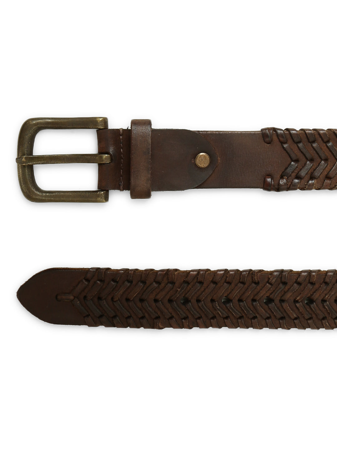 Brown Leather Hand-woven Belt By Art N Vintage