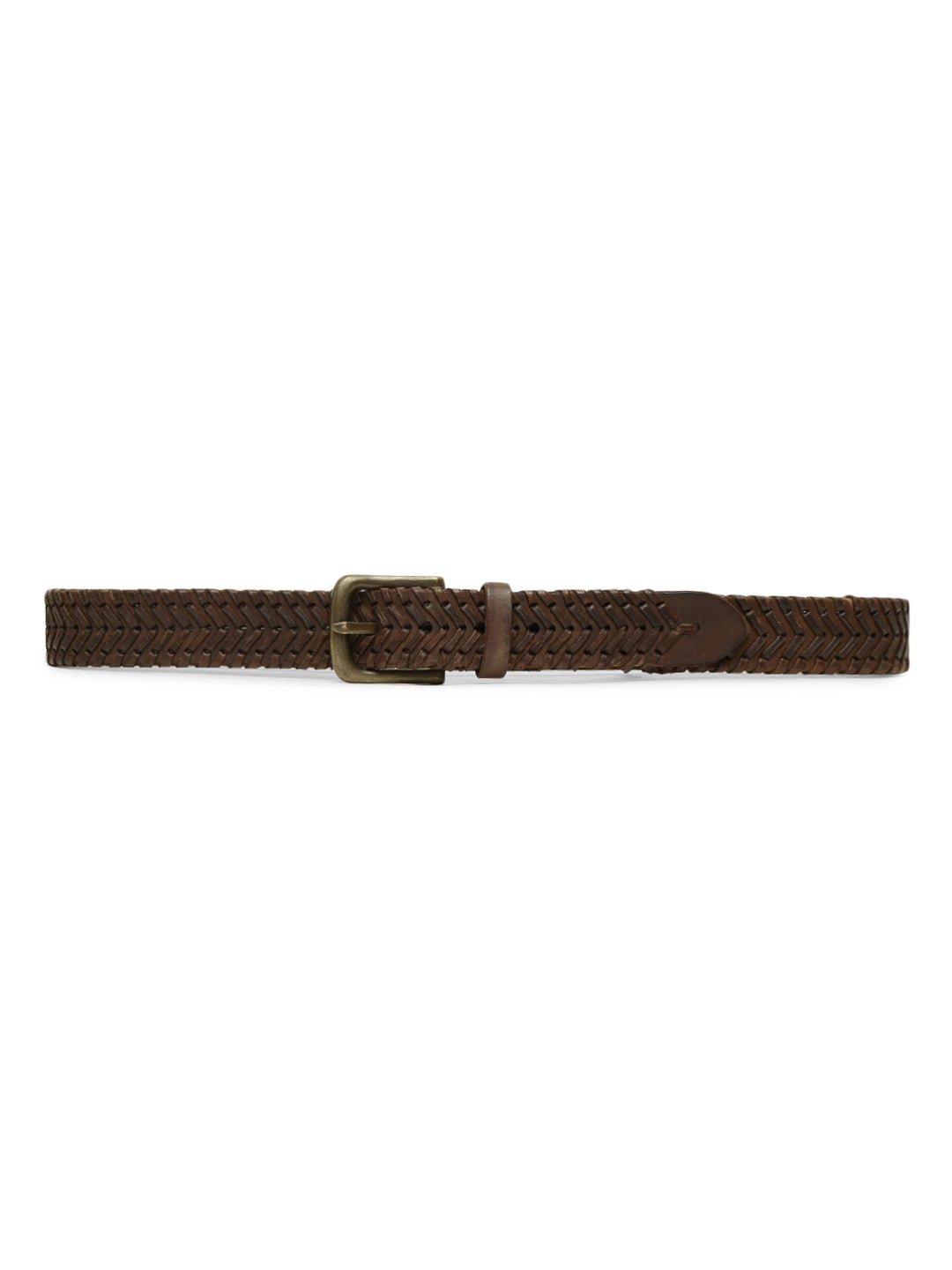 Brown Leather Hand-woven Belt By Art N Vintage