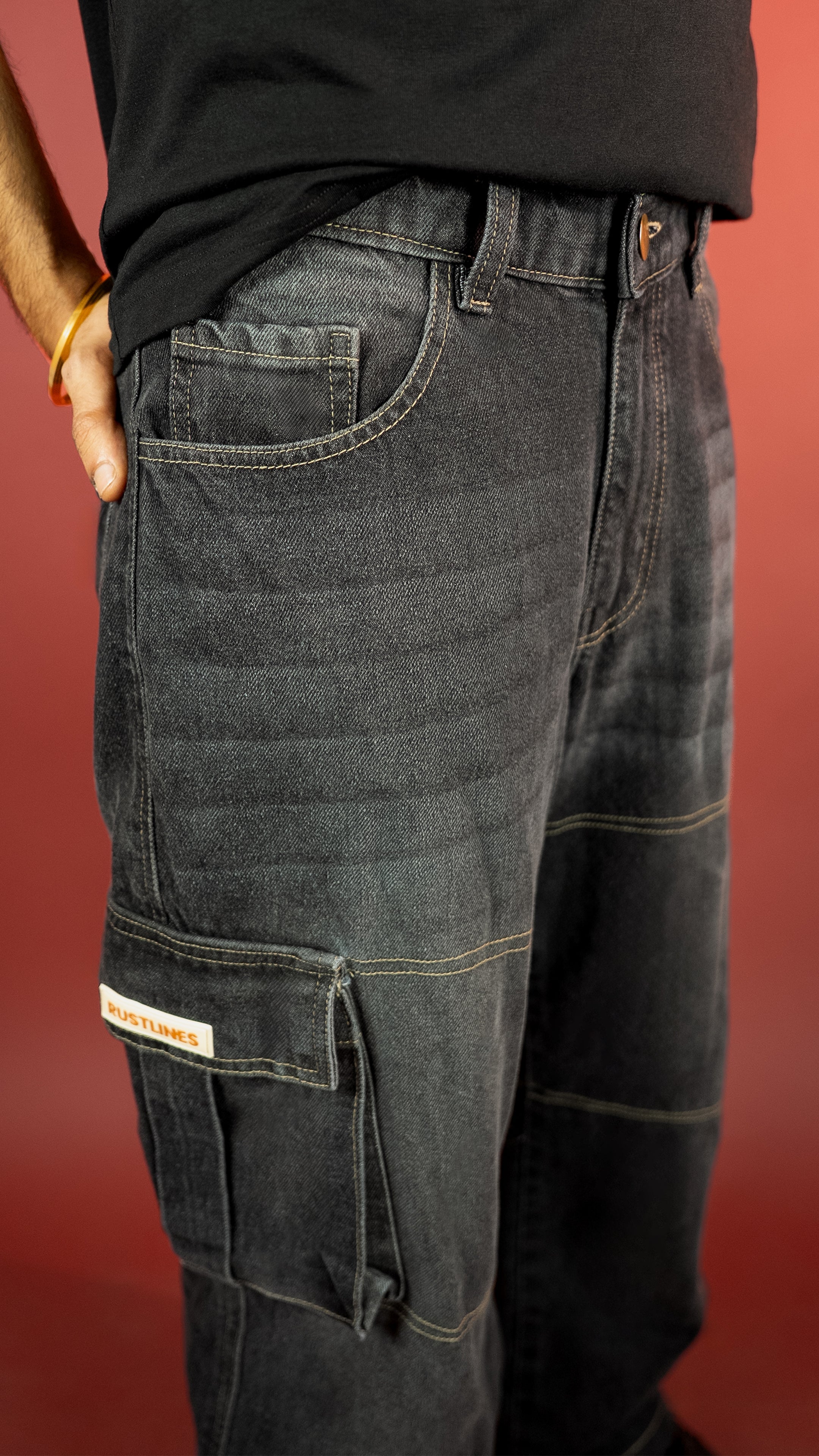 BLACK DENIM MEN'S CARGO