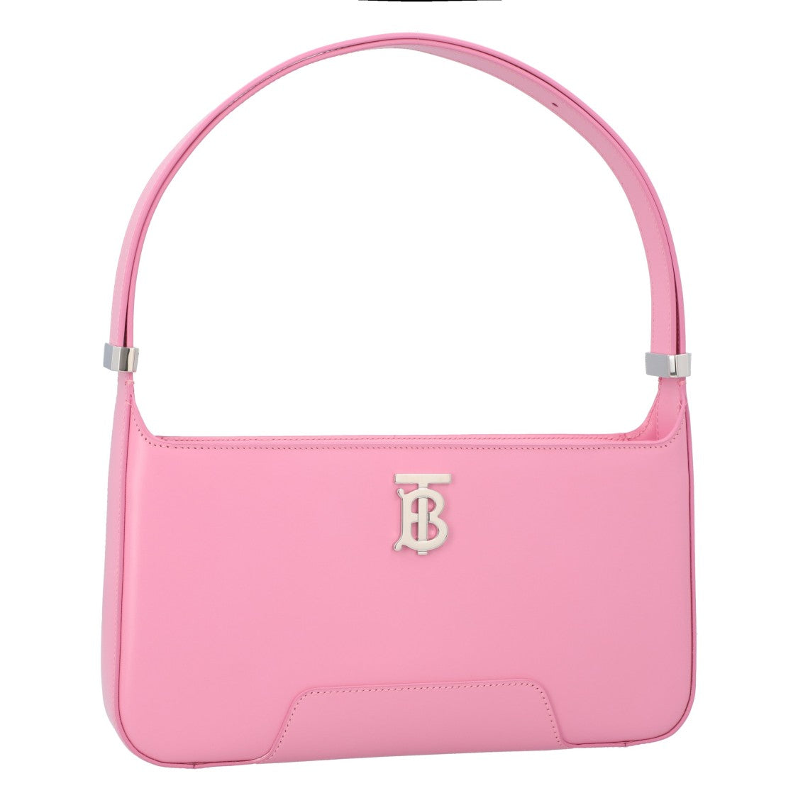 Compact Pink Calfskin Shoulder Bag With Prominent Logo