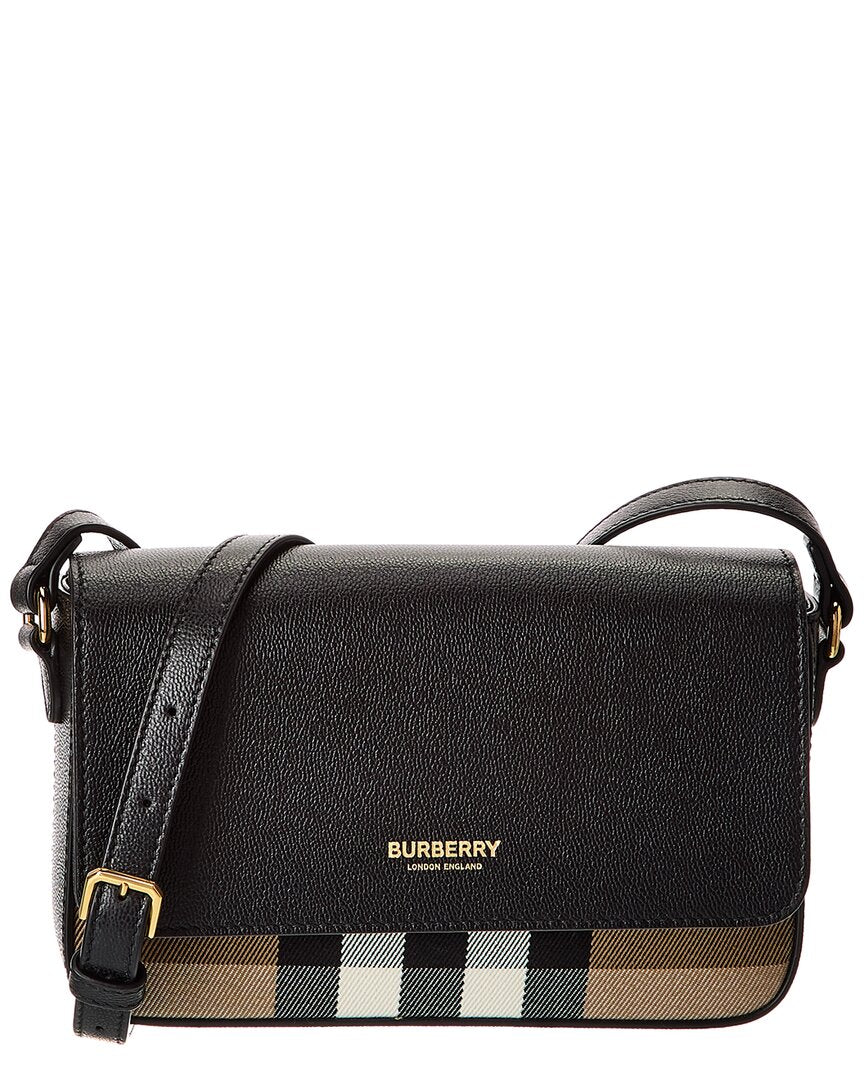 Burberry Check Canvas & Leather Crossbody