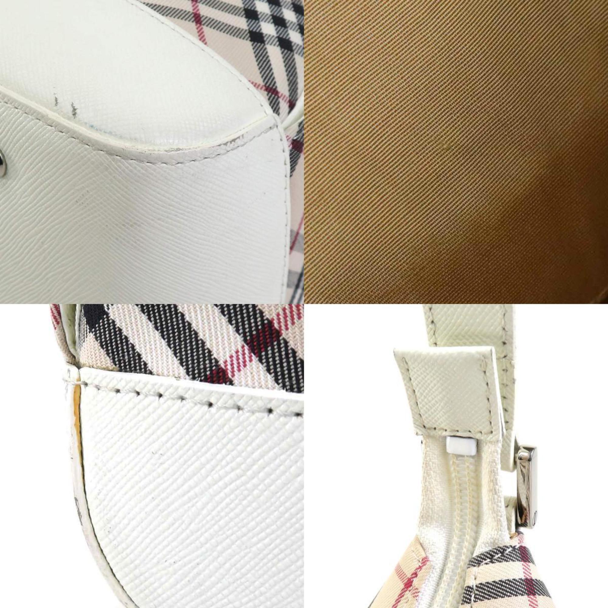 Burberry ivory Leather Nylon Canvas Shoulder Bag (Pre-Owned)