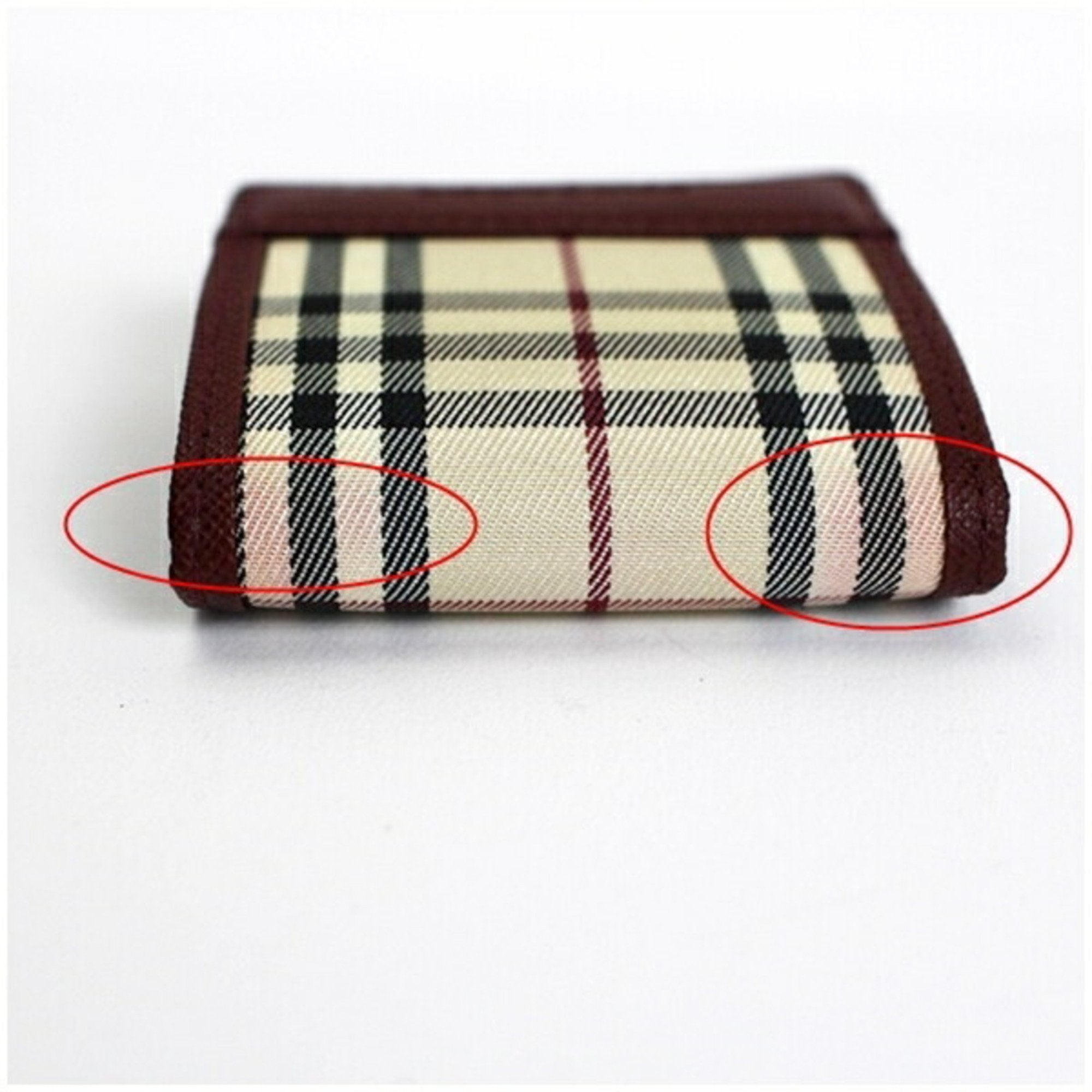 Burberry Wine Canvas Leather Coin Purse/Coin Case (Pre-Owned)