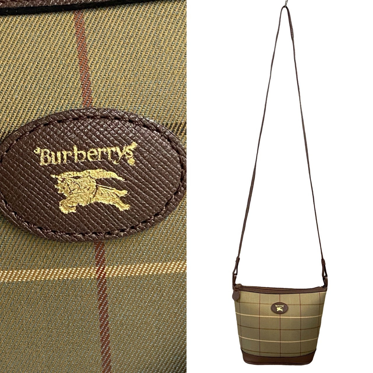 Burberry Leather Canvas Shadow Horse Logo Shoulder Bag