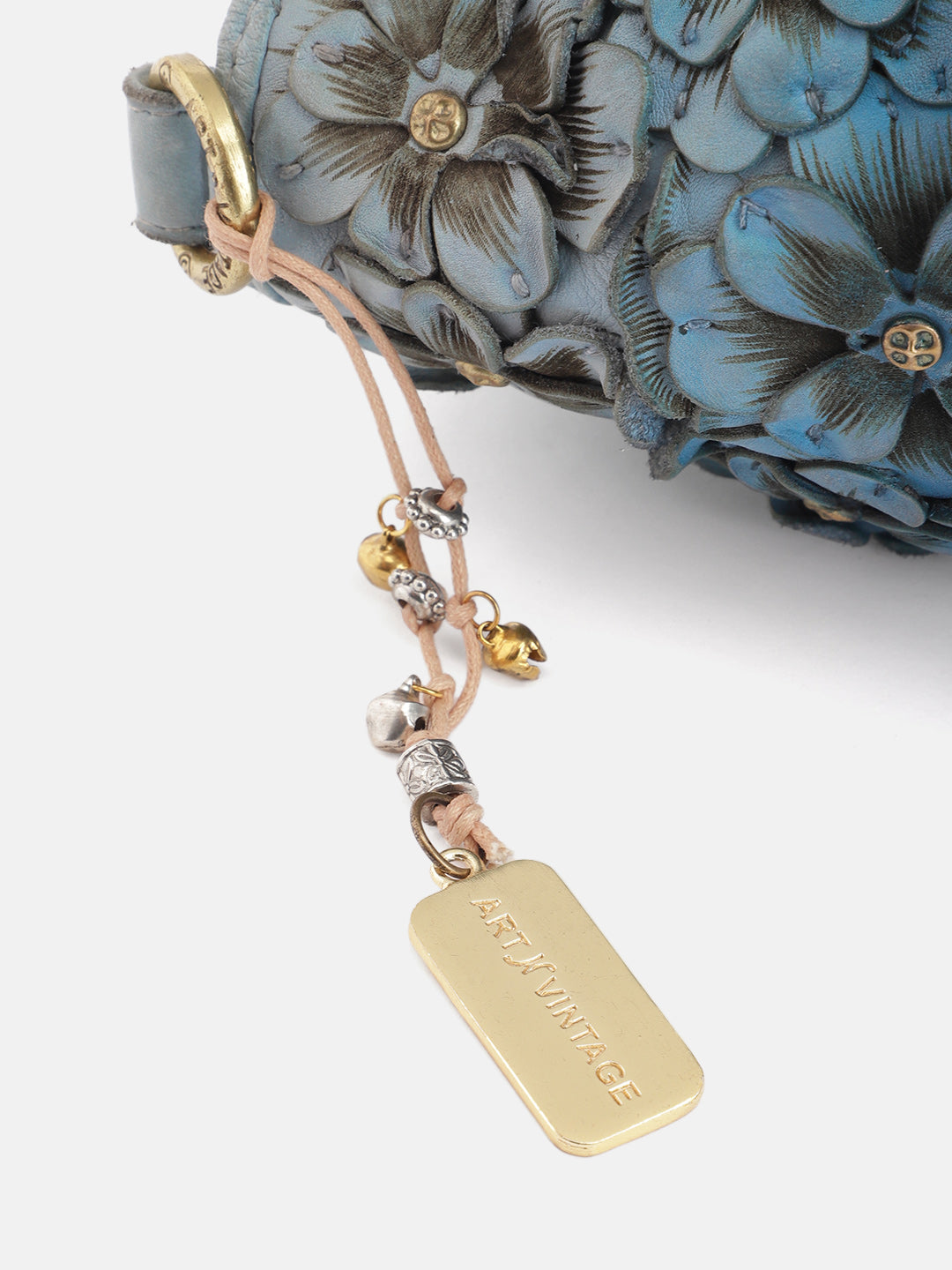 Azure Aster Elegance: Blue Leather Crossbody for Effortless Style