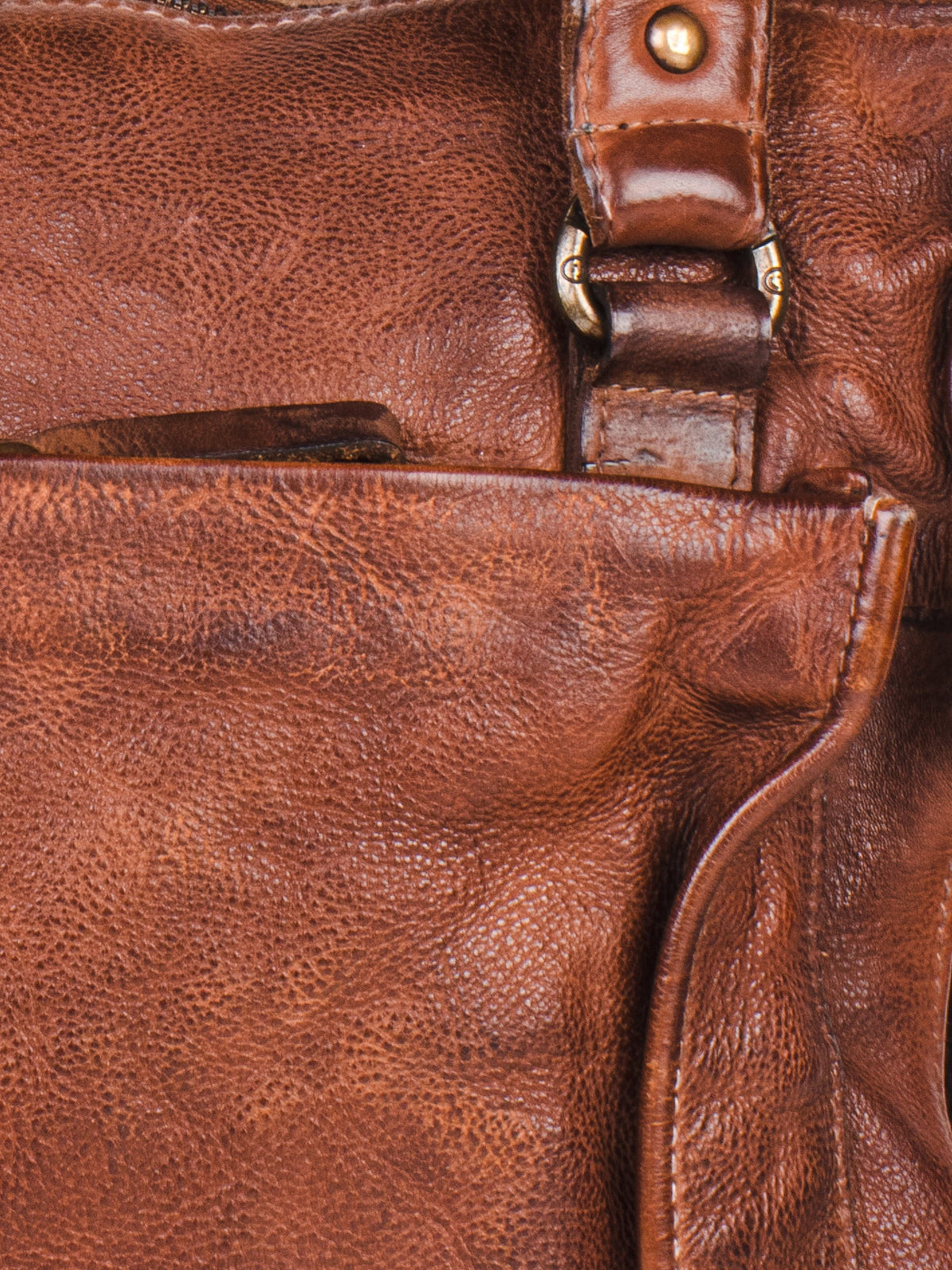 Gabriel :Cognac Veg Tanned Washed Leather Crossbody Bag by art n vintage