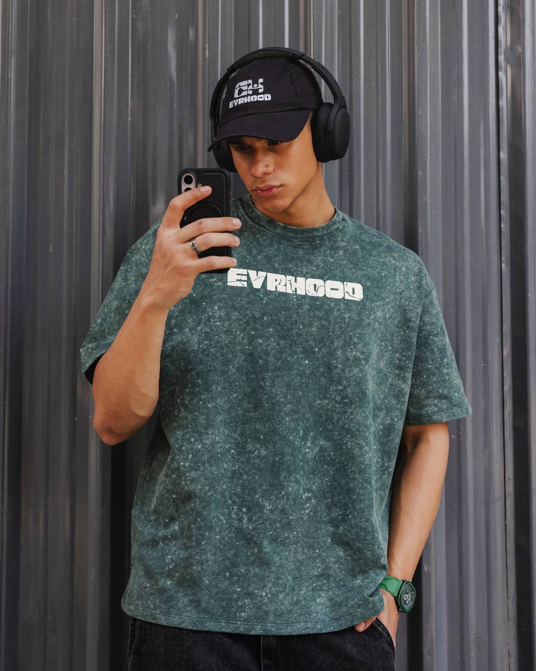 Retro Wash - Green - Evrhood oversized acid wash t-shirt