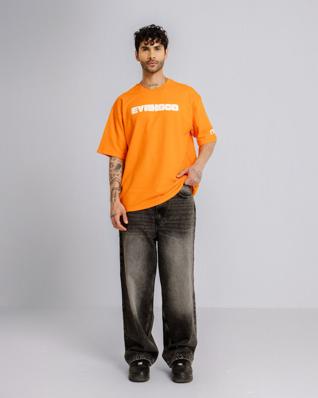 Run or Burn - Orange - Evrhood oversized graphic t-shirt