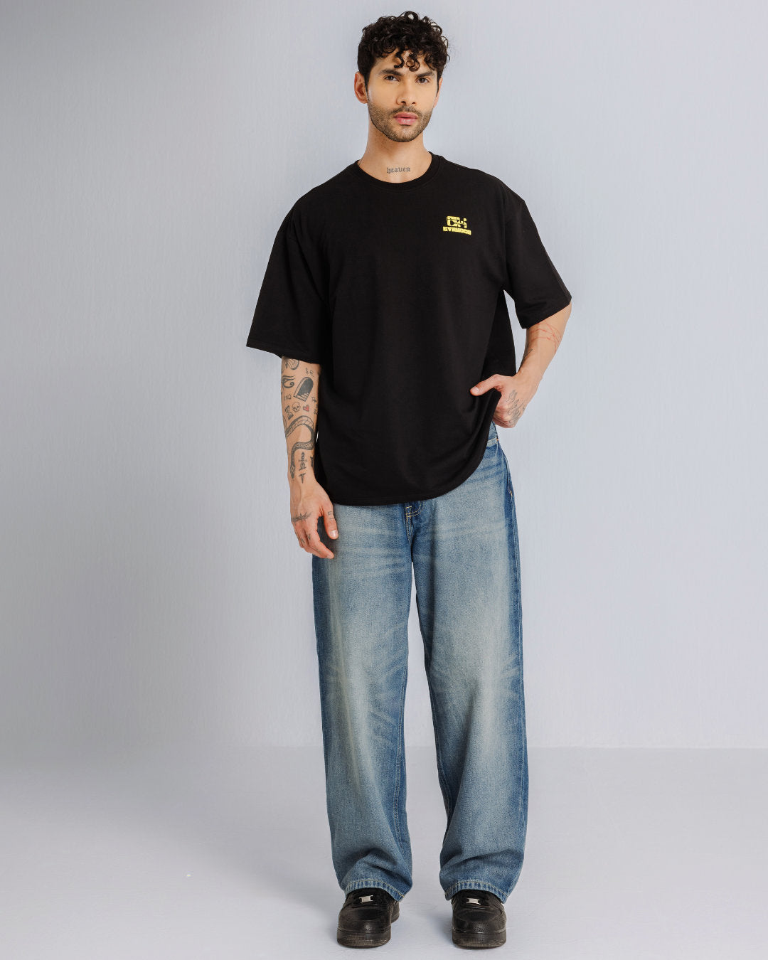 The Overthinker - Black - Evrhood oversized typographic t-shirt