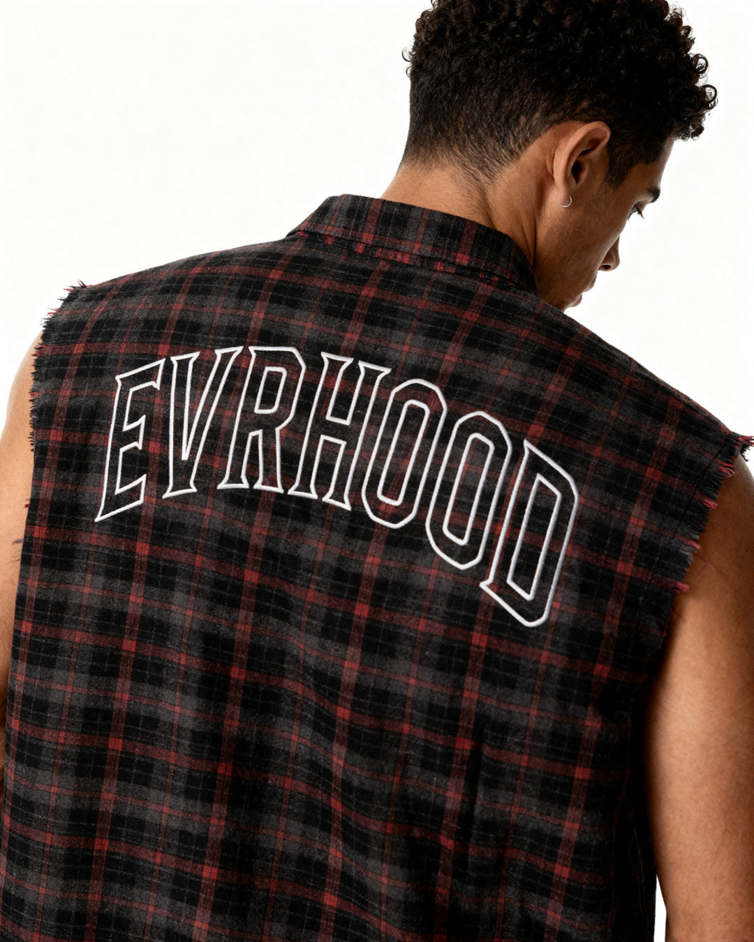 Shredded Checks - Bloodline Grid - Evrhood shredded sleeveless check shirt