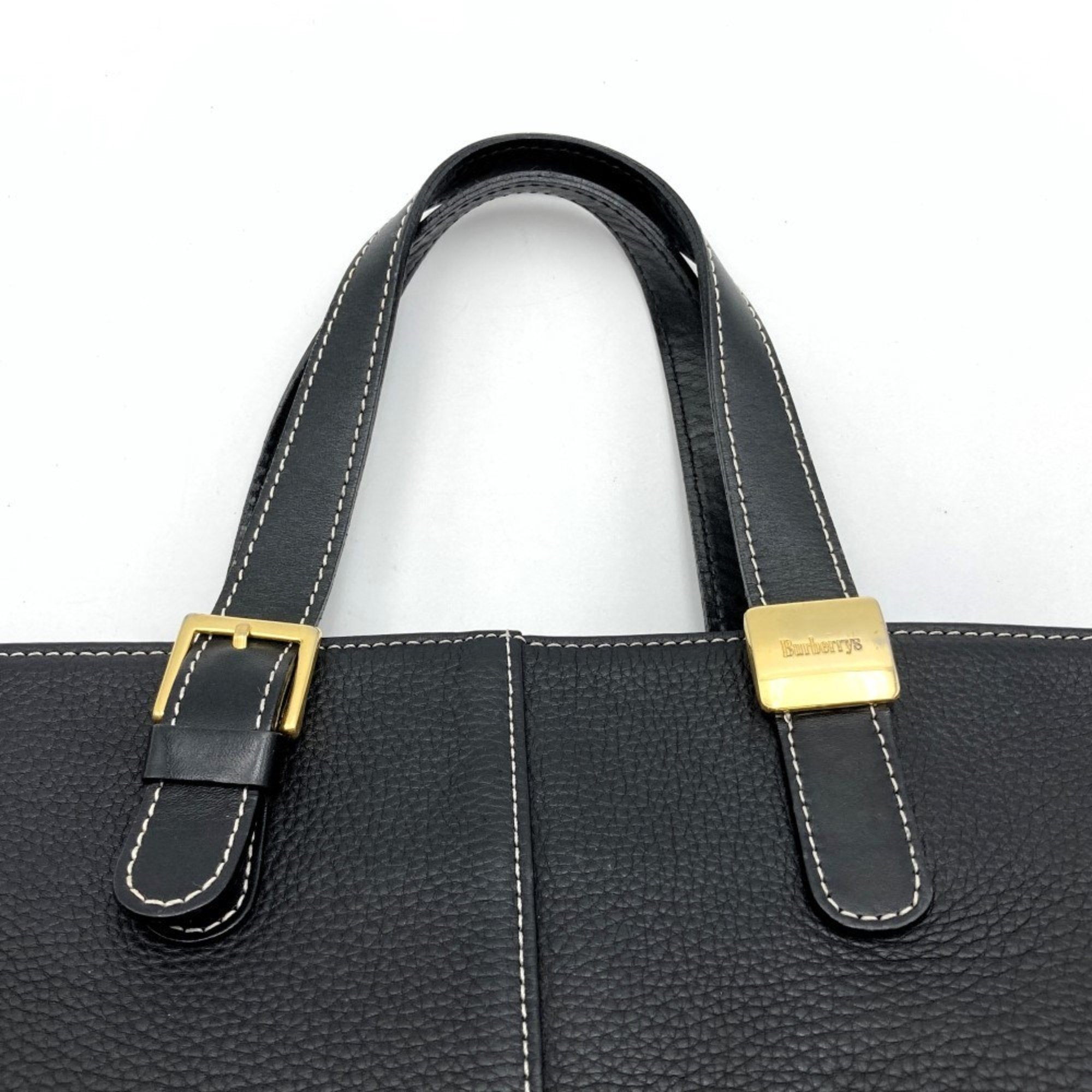 Burberry Leather Handbag Tote Bag (Pre-Owned)