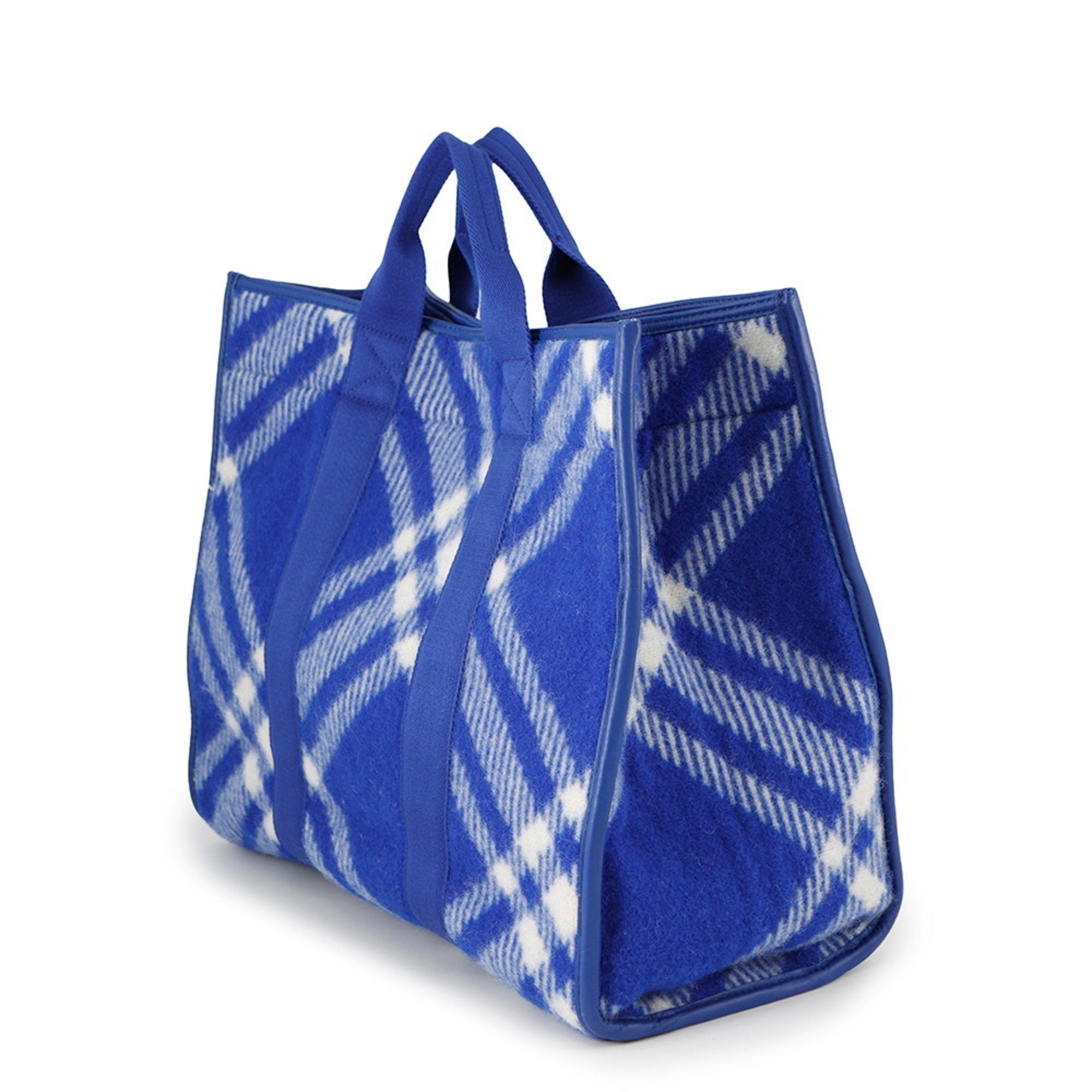 Burberry Wool Leather Tote Bag (Pre-Owned)