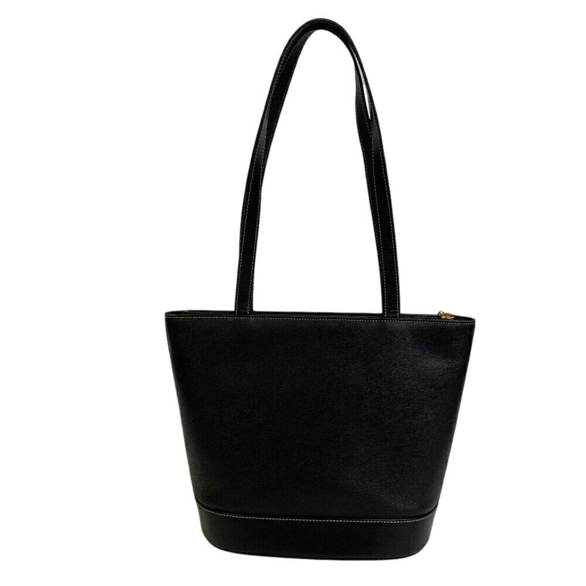 Burberry Leather Canvas Handbag Tote Bag (Pre-Owned)