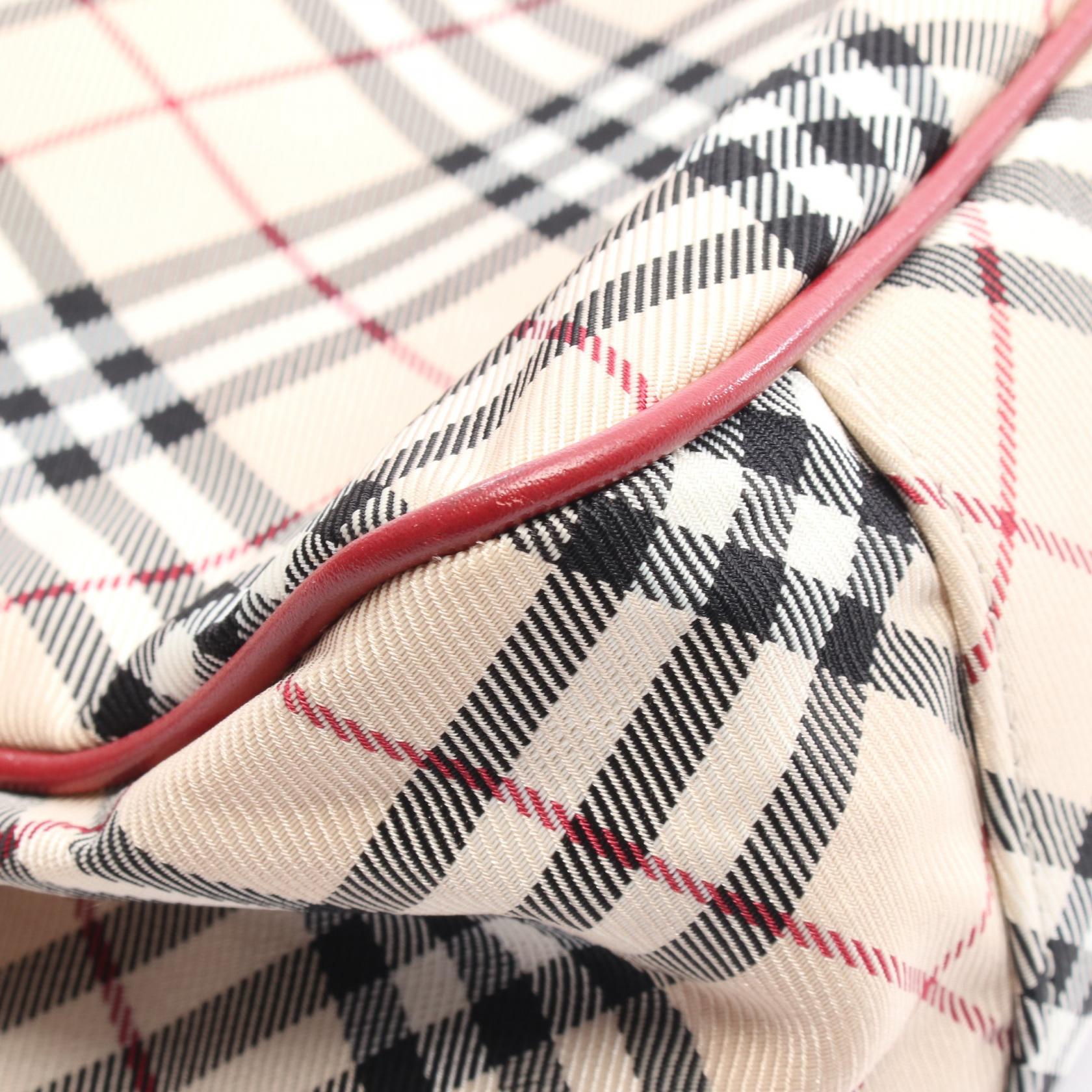 Burberry Nova Check Canvas Leather Handbag