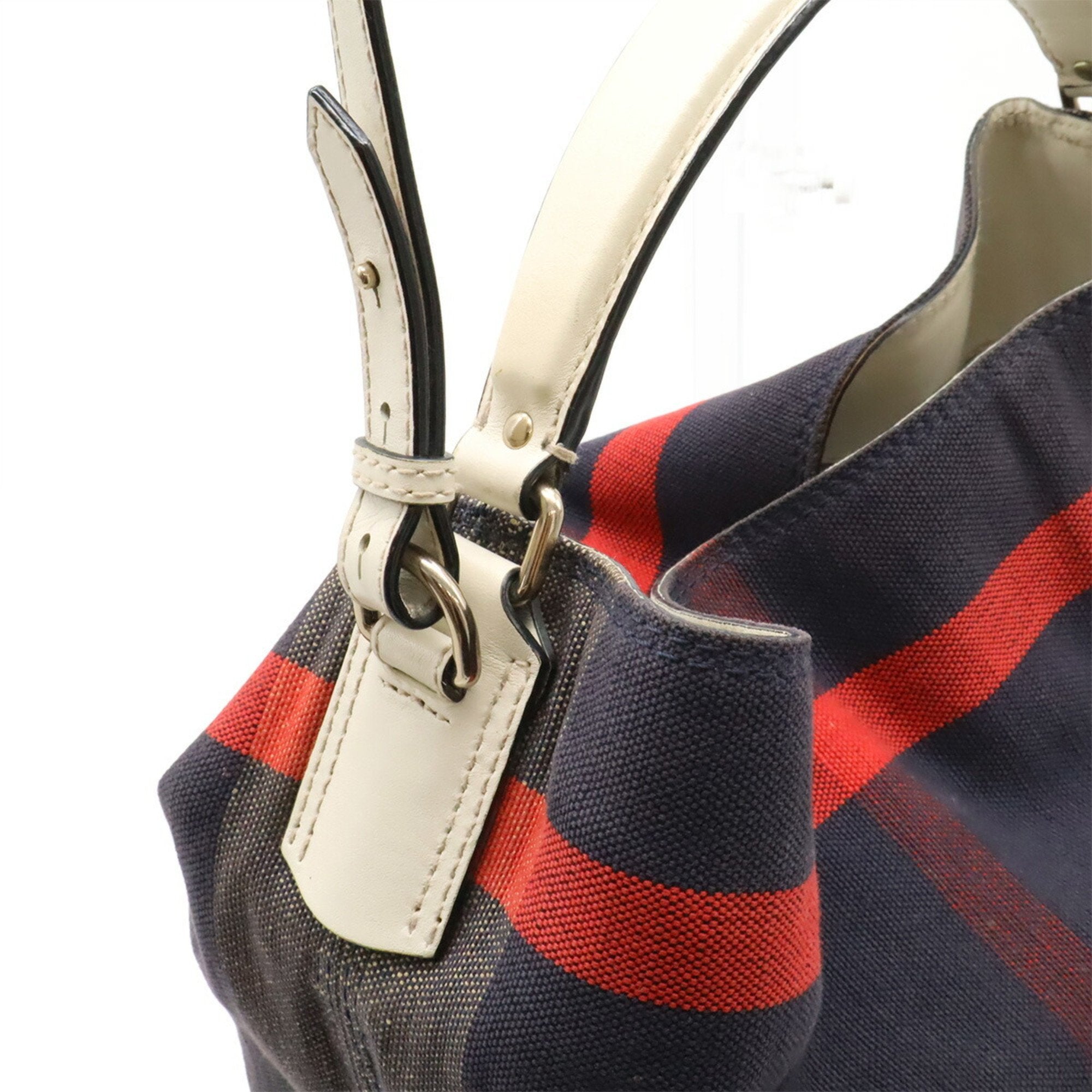 Burberry Color Canvas Leather Shoulder Bag Tote Bag (Pre-Owned)