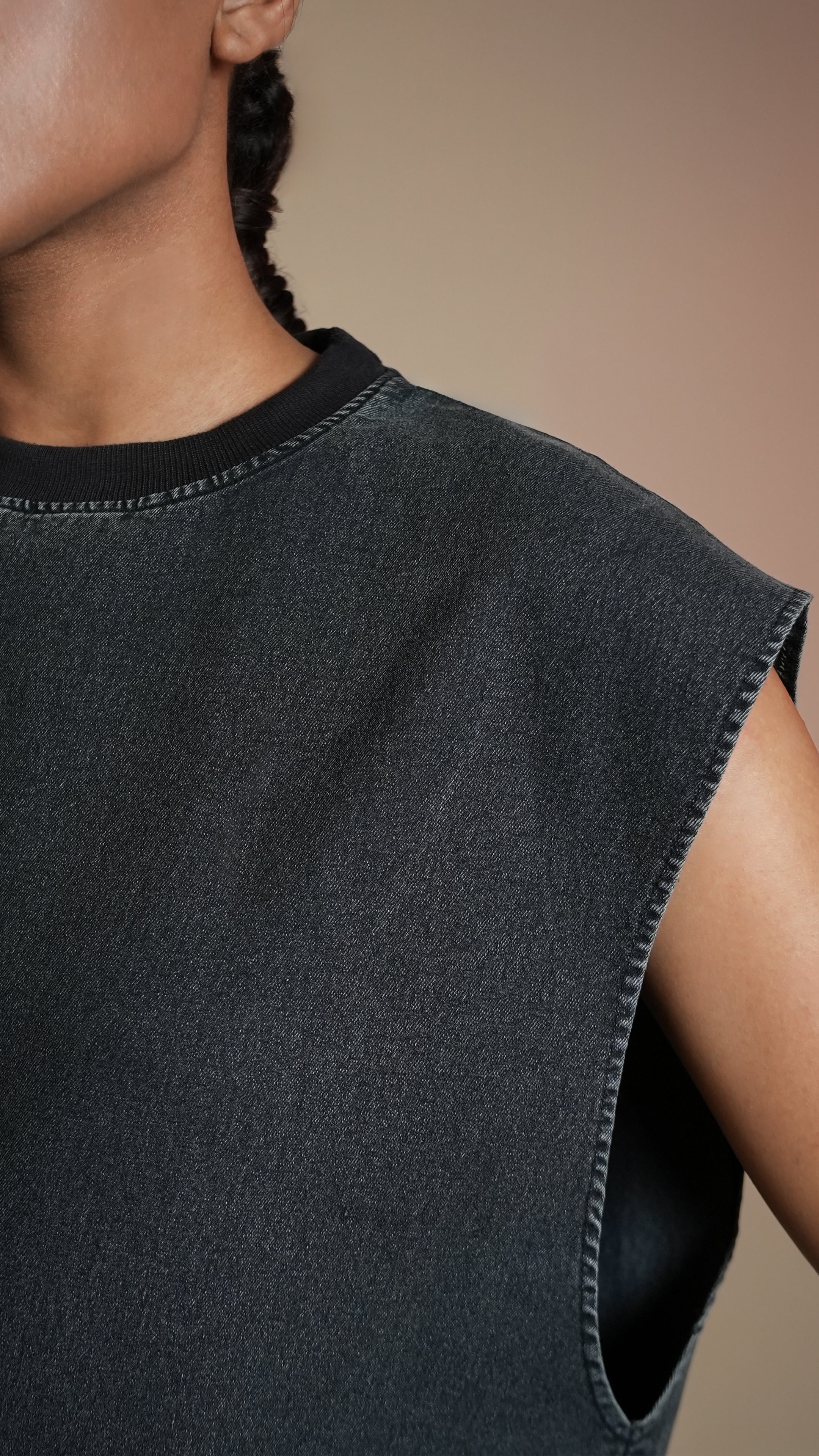 BLACK DENIM WOMEN'S TANK TOP