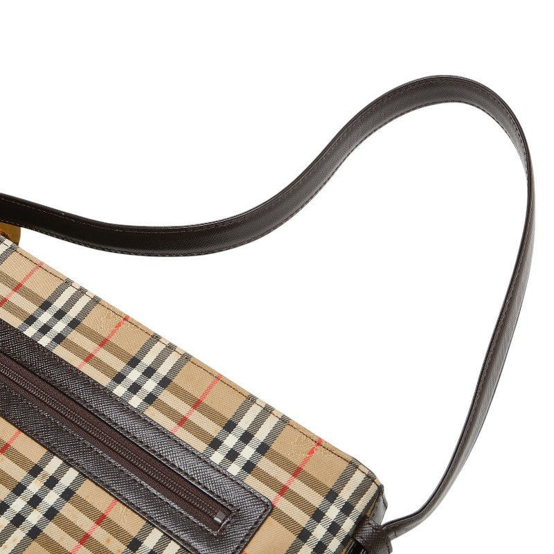 Burberry Nova Check Canvas Leather Shoulder Bag