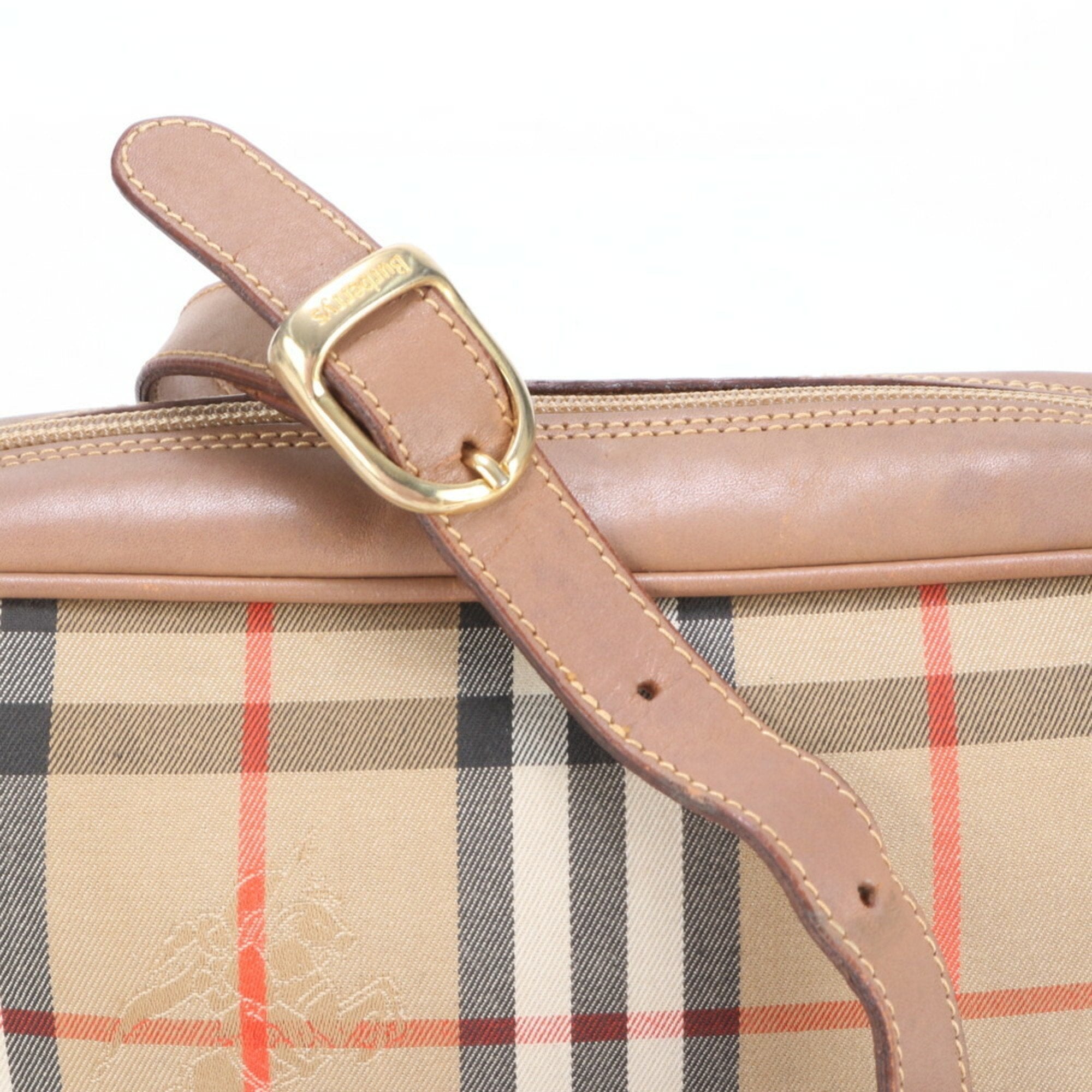 Burberry Leather Canvas Shoulder Bag (Pre-Owned)