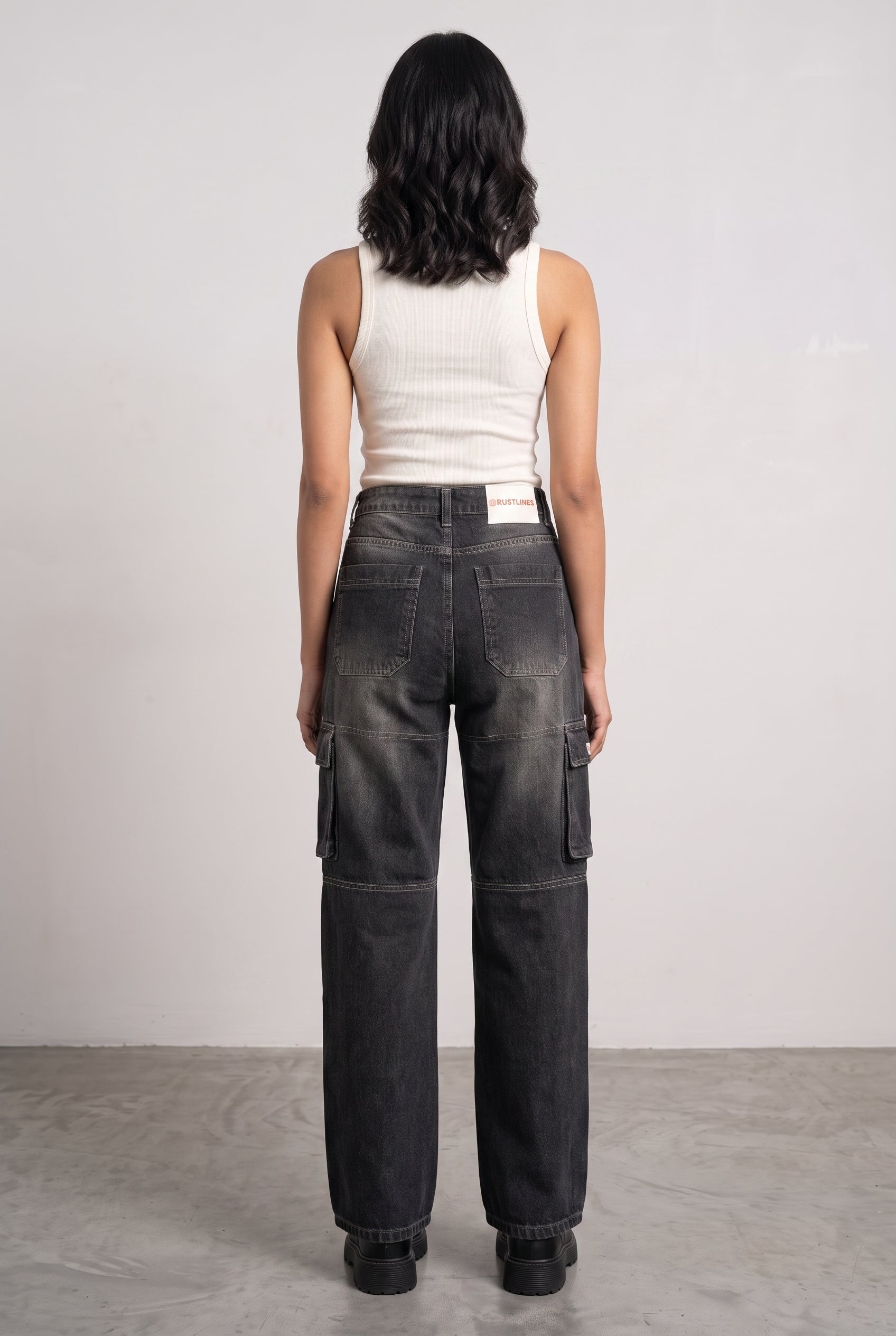 CARBON BLACK DENIM WOMEN'S CARGO