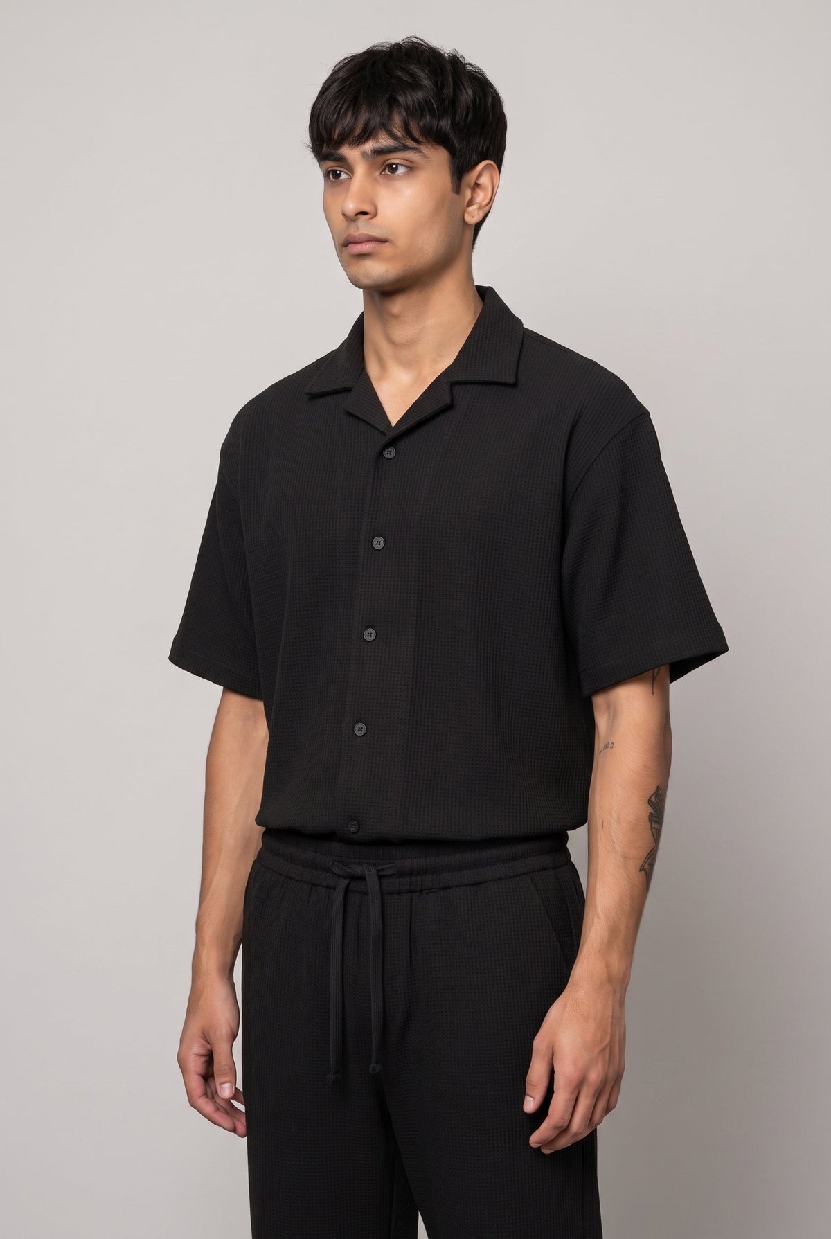 BLACK CO-ORD SET MEN'S SHIRT