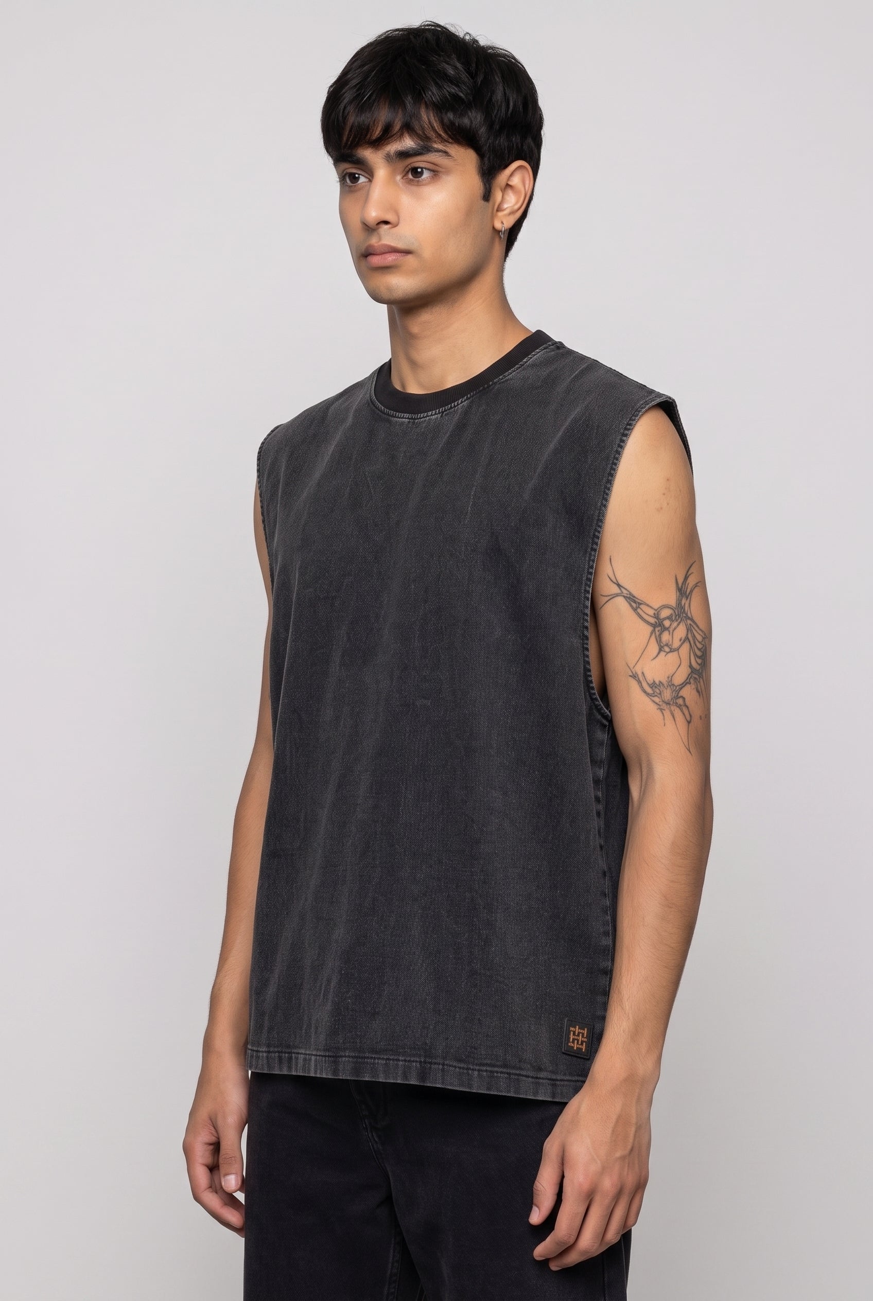 BLACK DENIM MEN'S TANK TOP