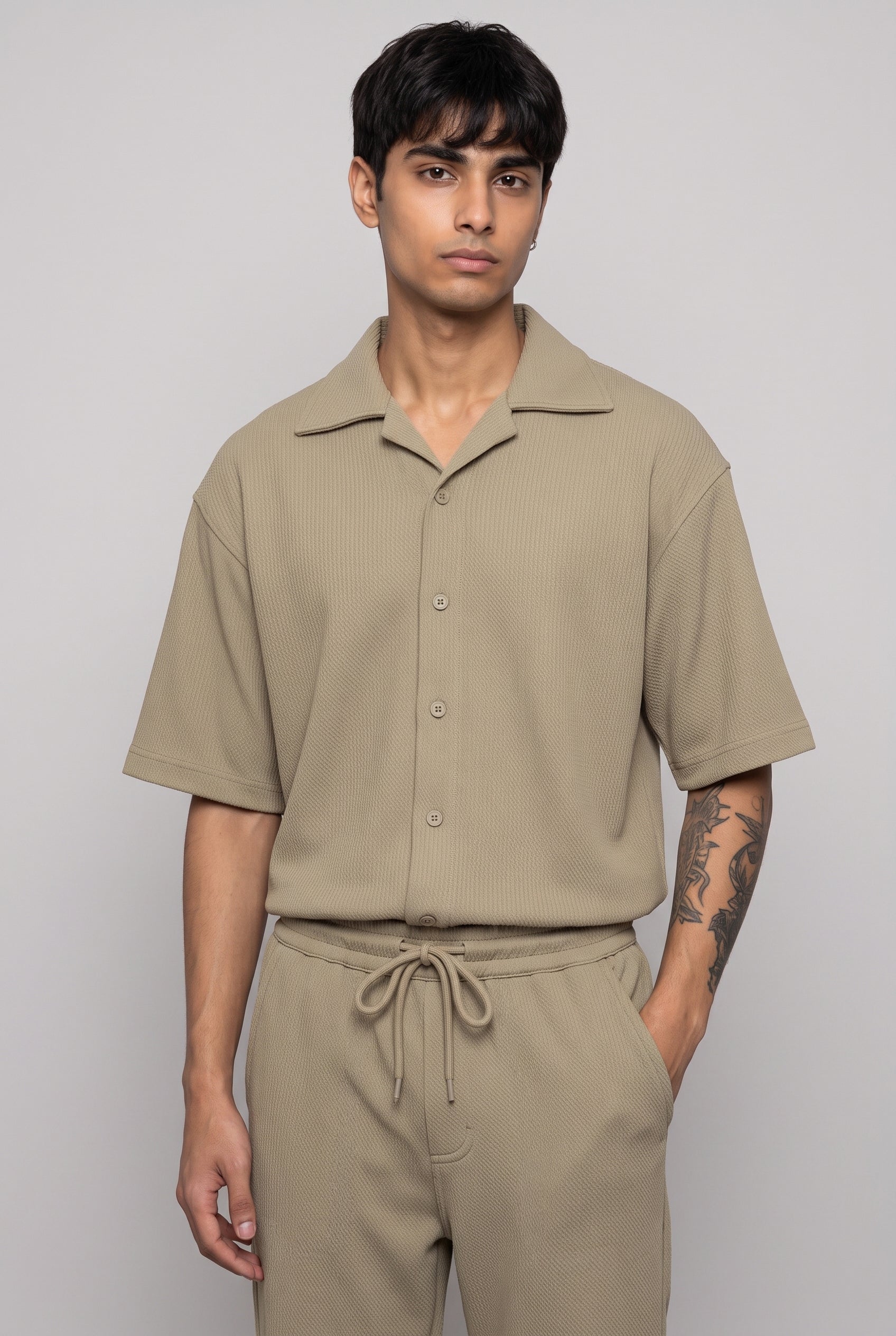 BEIGE CO-ORD SET MEN'S SHIRT