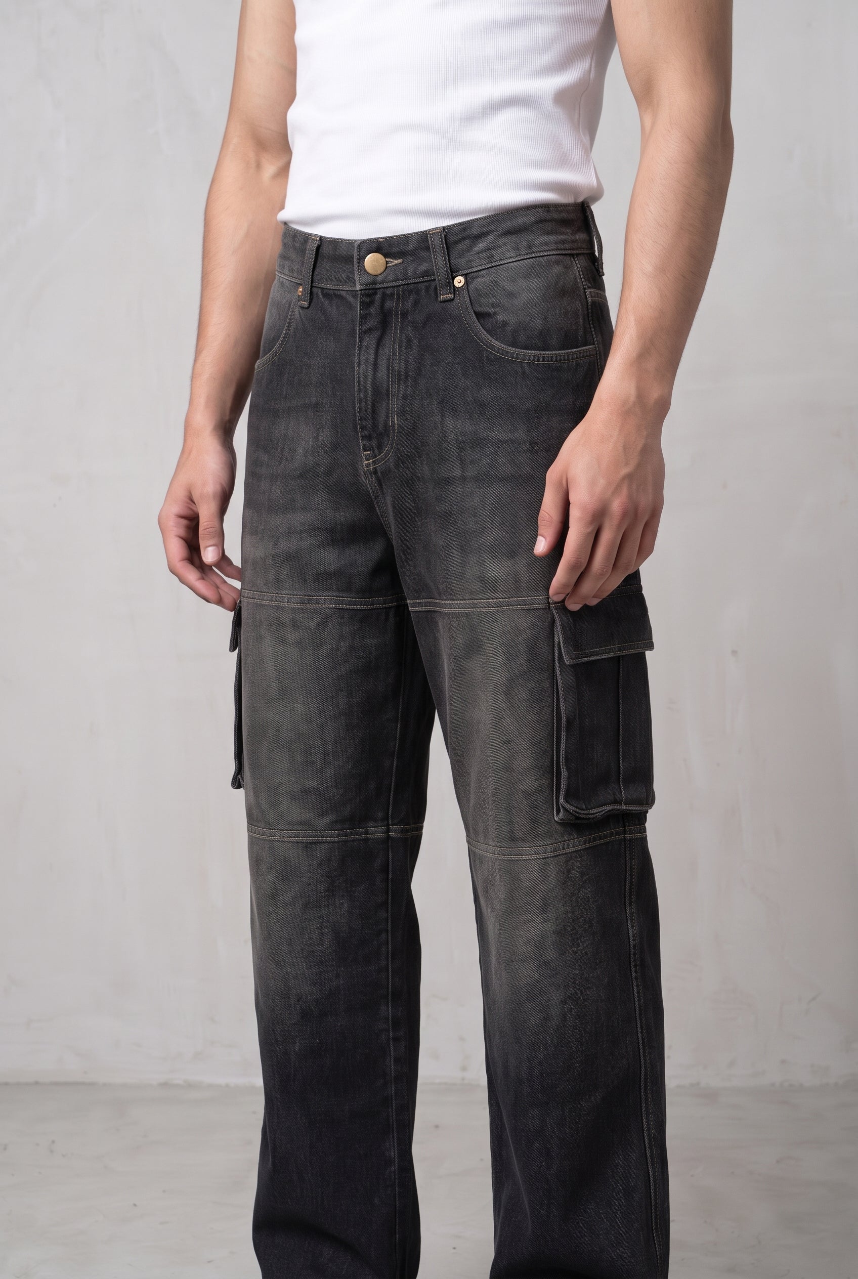 CARBON BLACK DENIM MEN'S CARGO