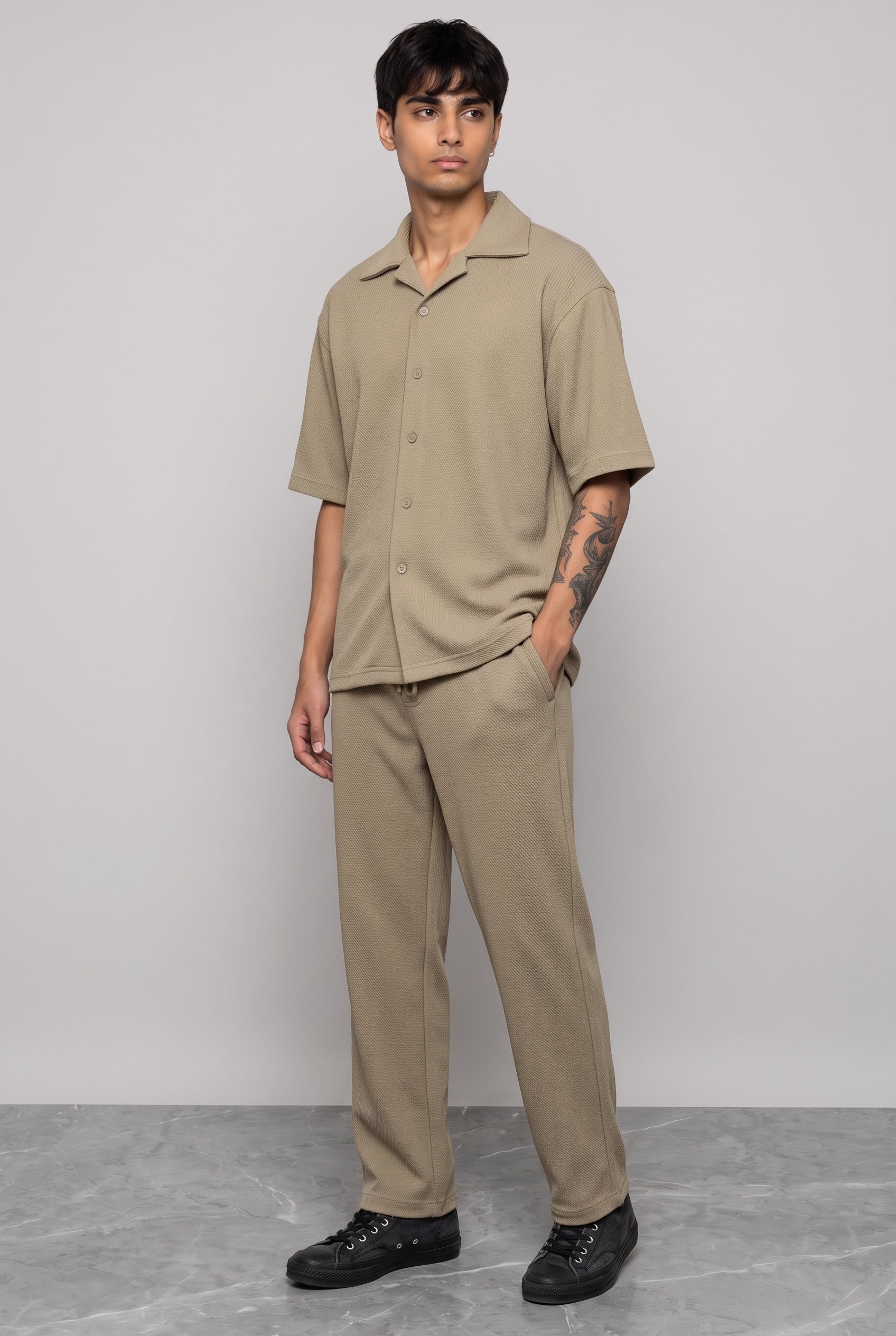 BEIGE CO-ORD SET MEN'S SHIRT