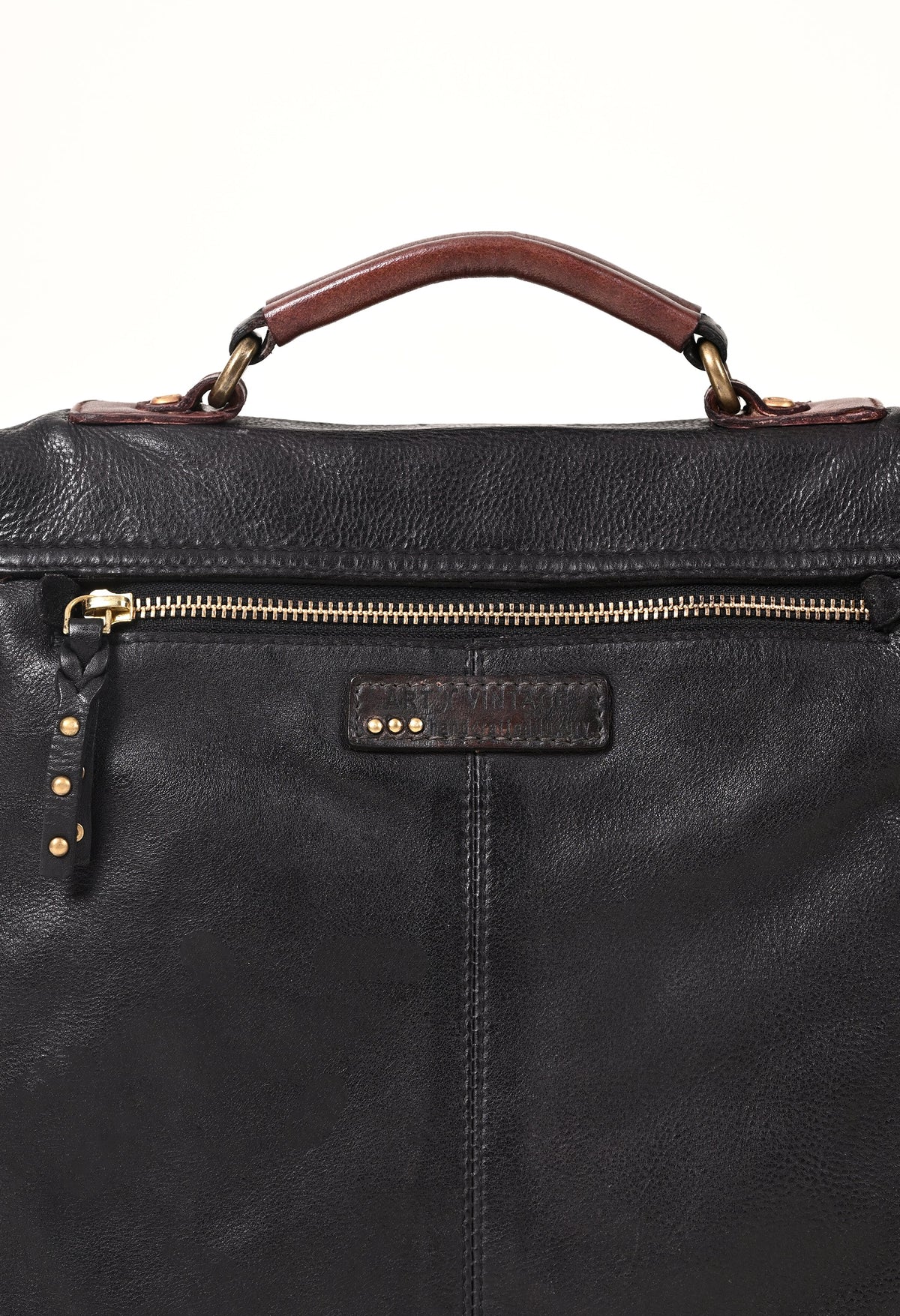 Nathan: Real Leather Black Crossbody Bag by Art N Vintage