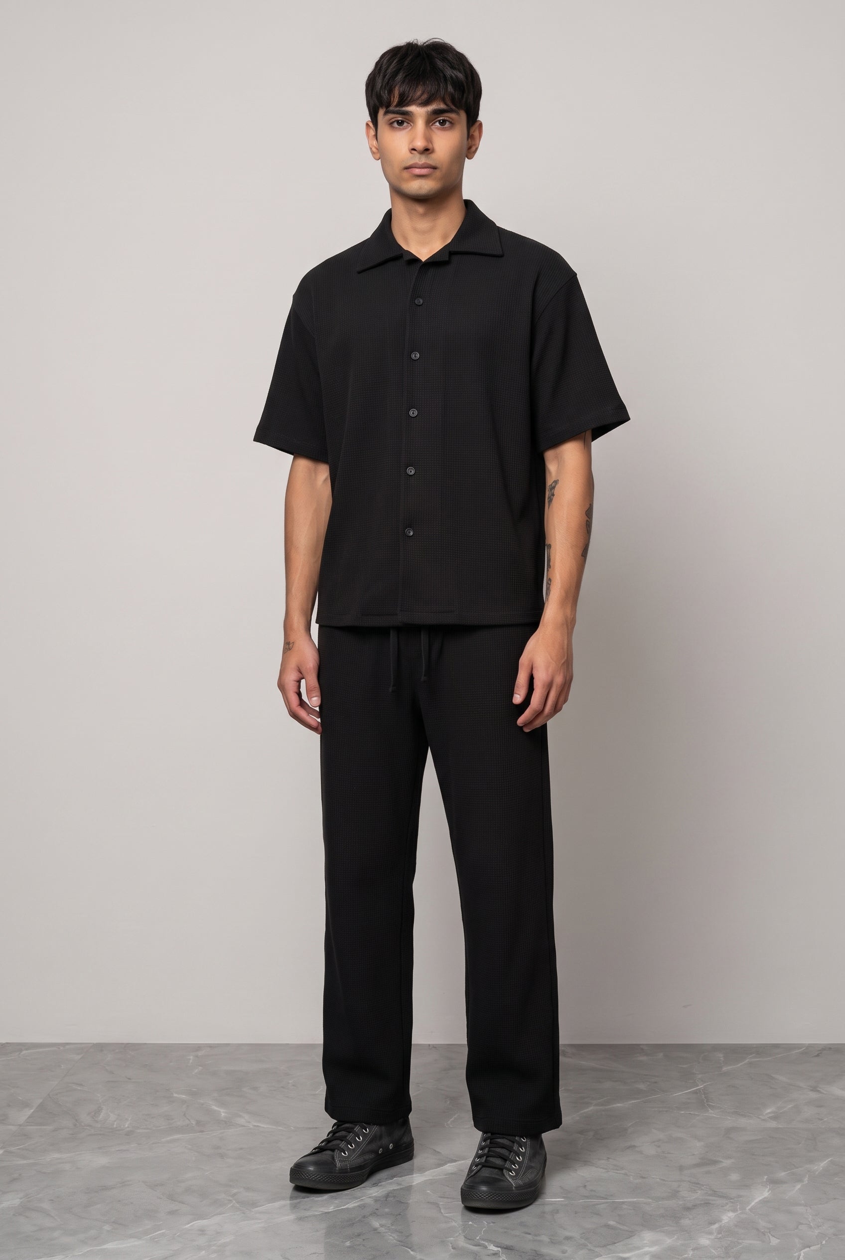 BLACK CO-ORD SET MEN'S SHIRT