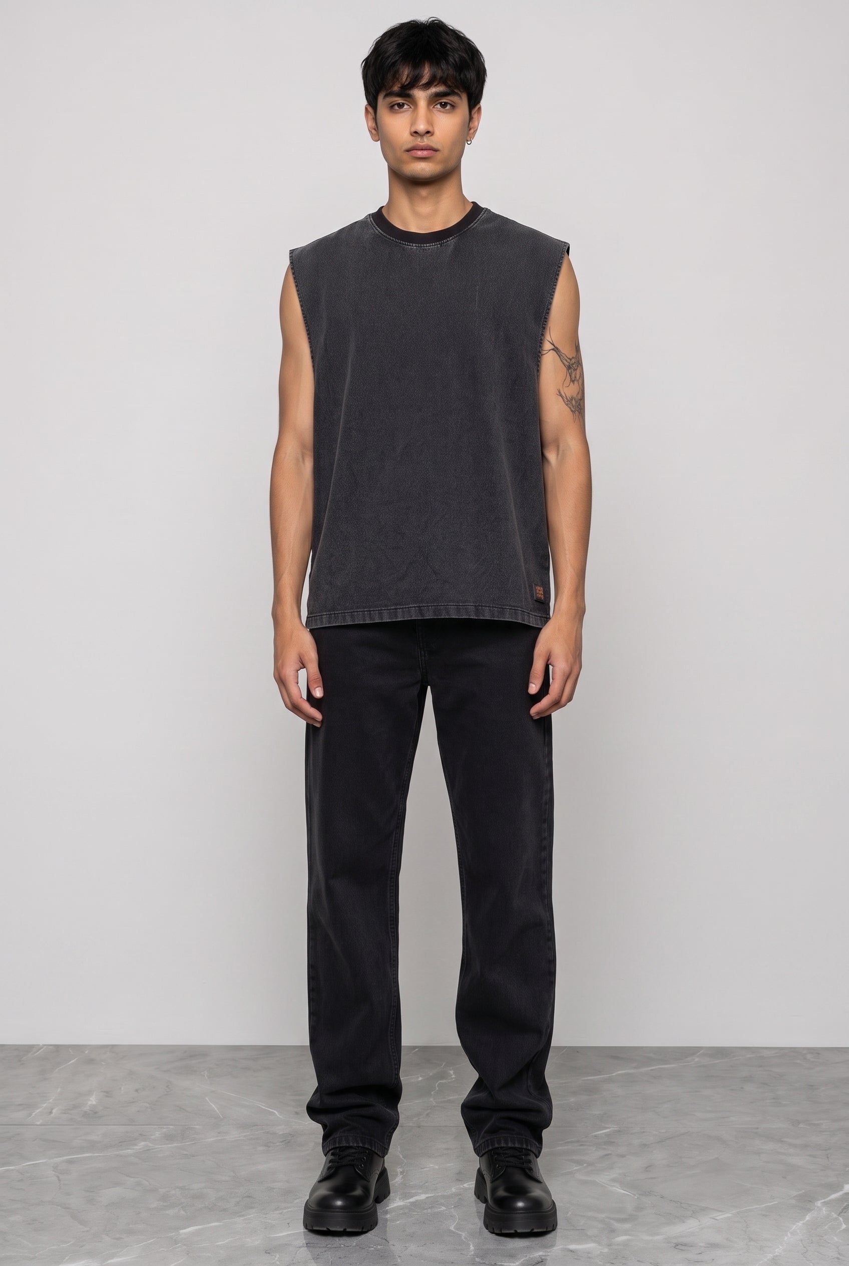 BLACK DENIM MEN'S TANK TOP