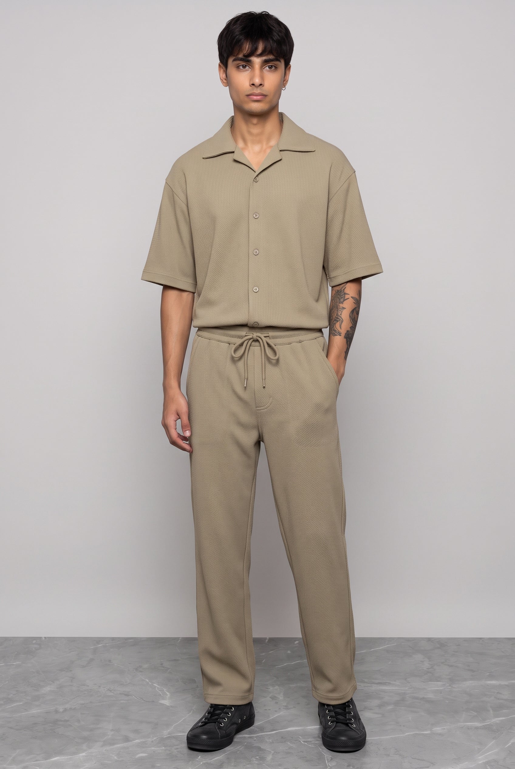 BEIGE CO-ORD SET MEN'S SHIRT