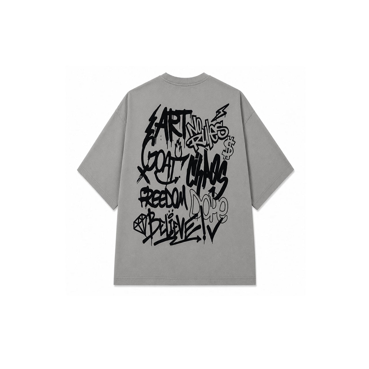 RUST GRAFFITI GREY WOMEN’S OVERSIZED T-SHIRT