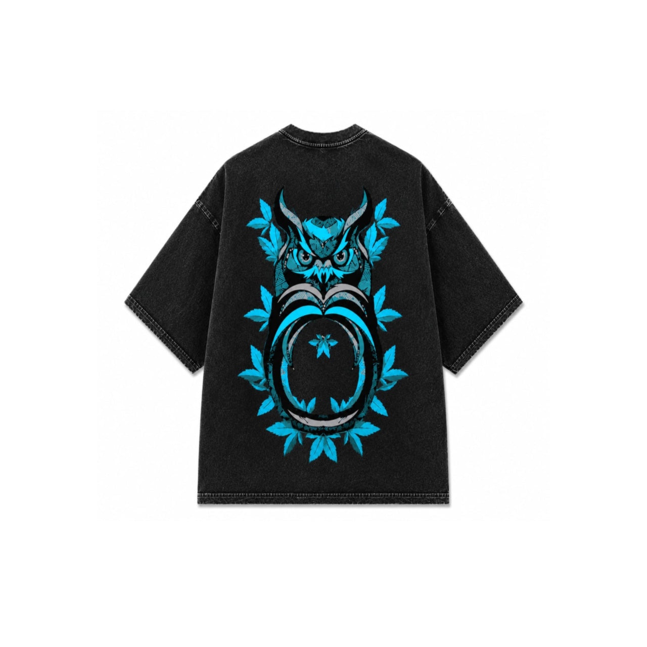 OWL VISION DARK GREY ACIDWASH WOMEN’S OVERSIZED T-SHIRT