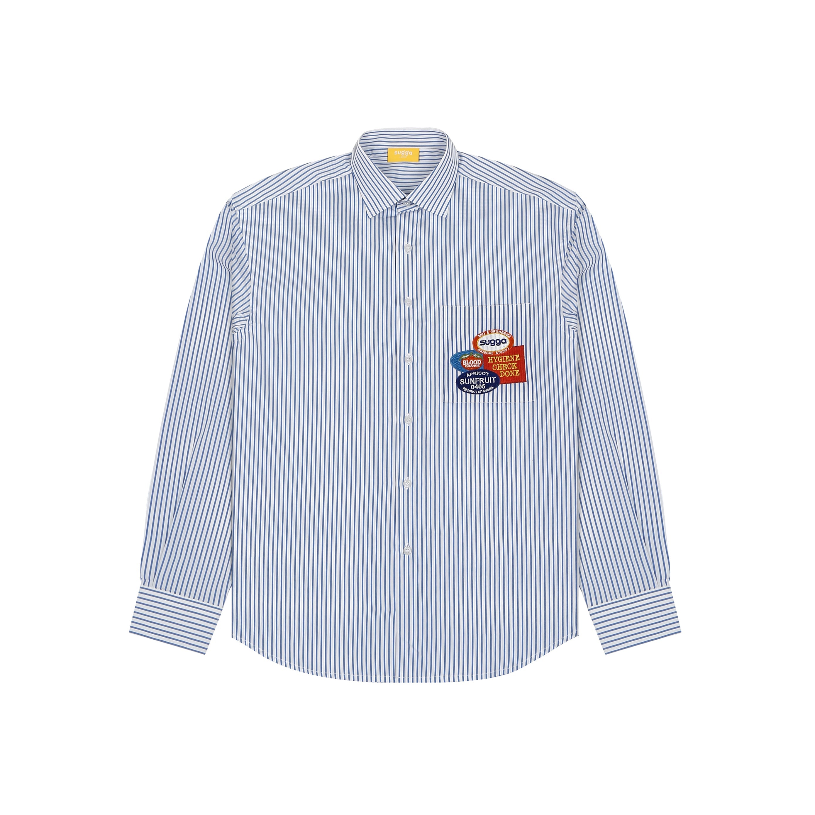 Sticker Patch Shirt In White Blue