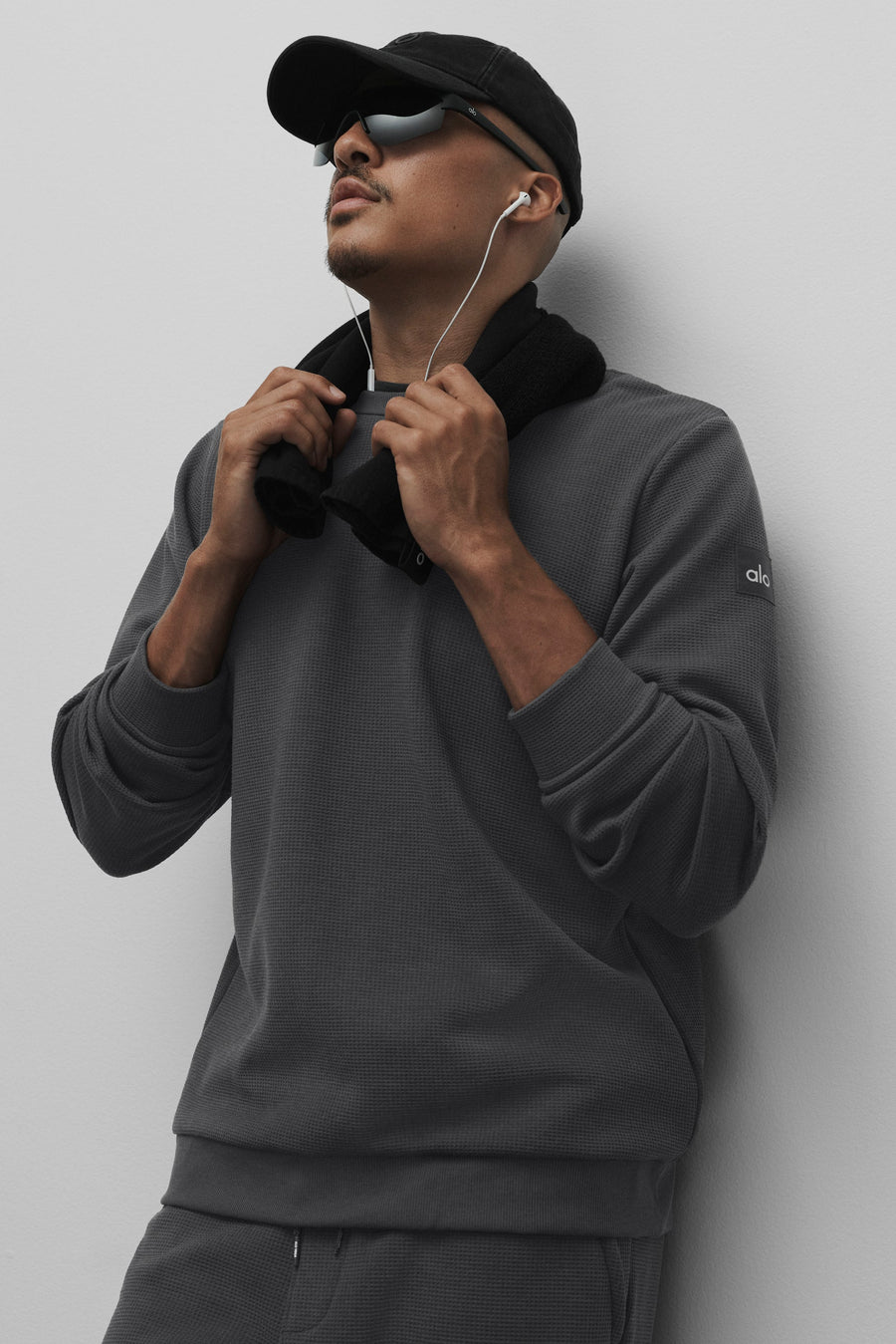Alo Yoga Waffle Lounge Long Sleeve Crew - Anthracite