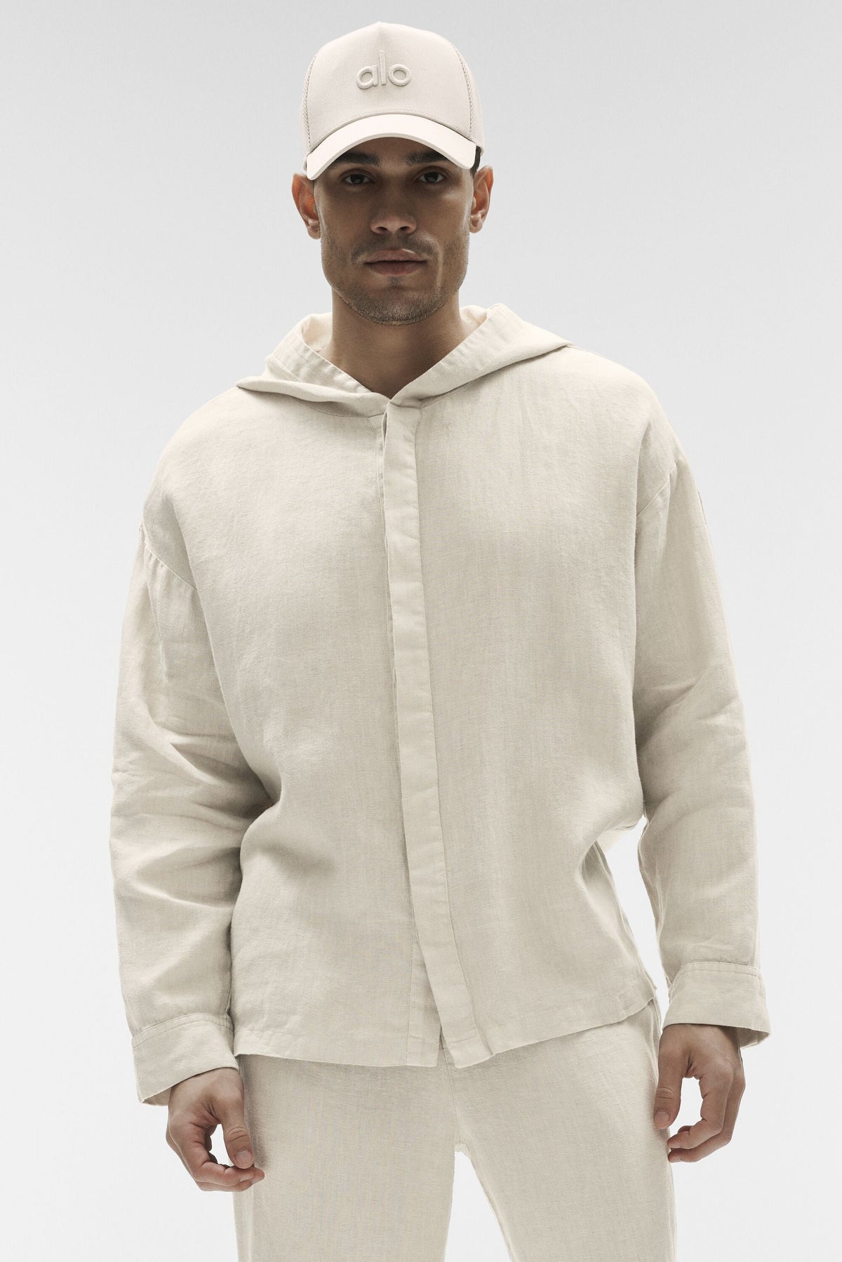 Alo Yoga Linen Days Button Up Hoodie - Bone